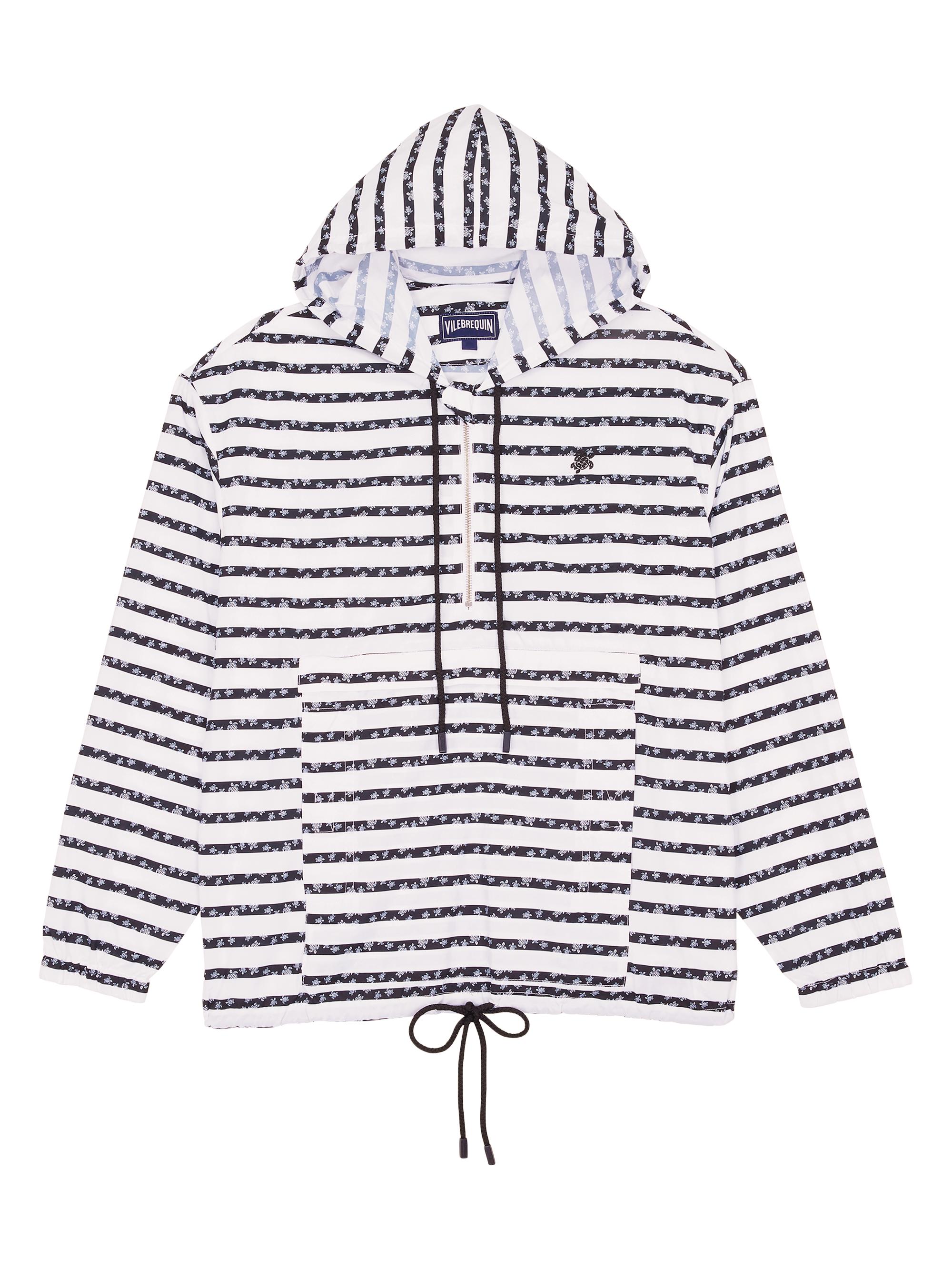 Vilebrequin Men's Striped Linen Windbreaker Hoodie - White