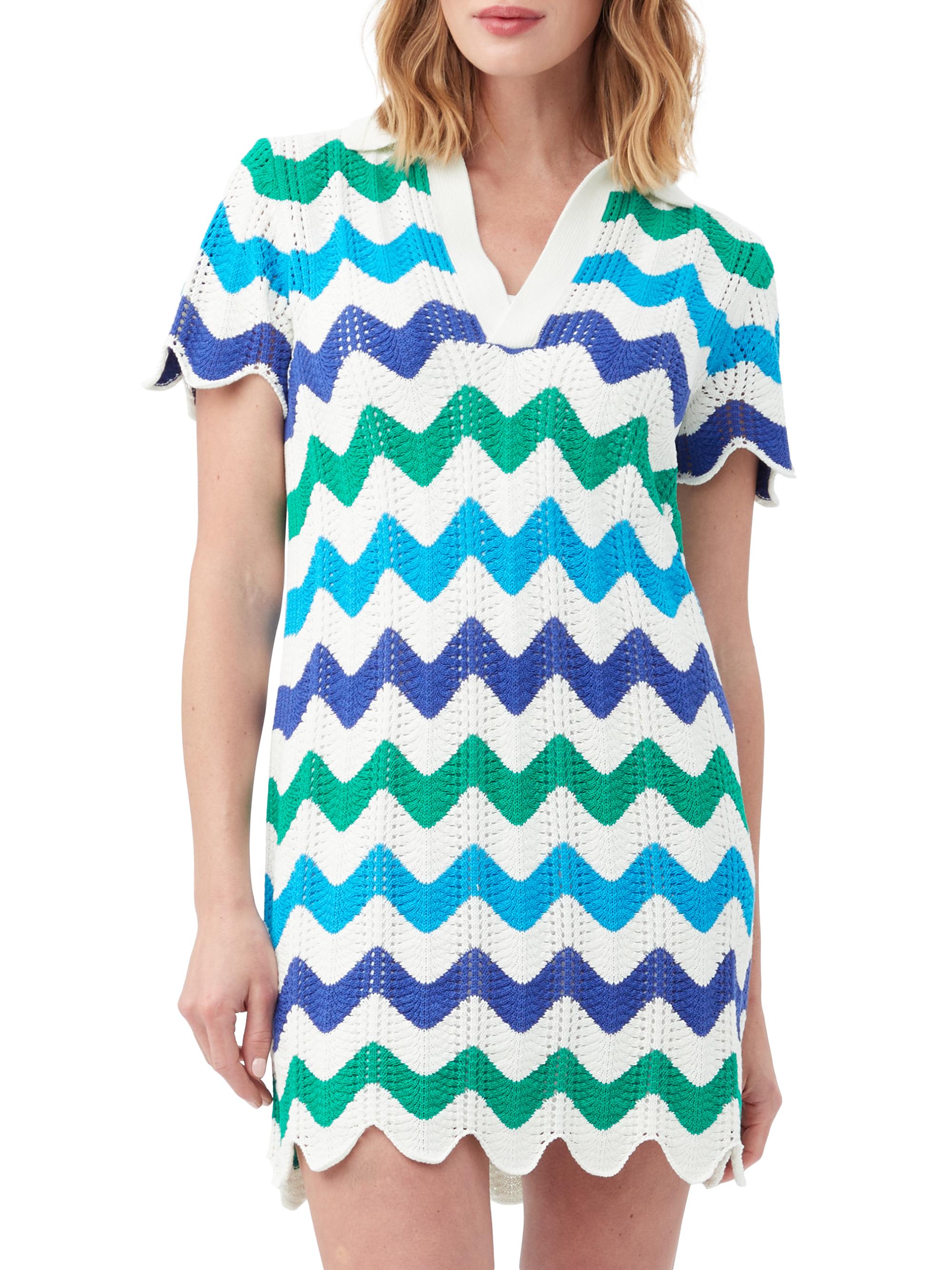 Trina Turk Women's Lido Chevron Crochet Cover-Up Minidress - Admiral Blue Multi
