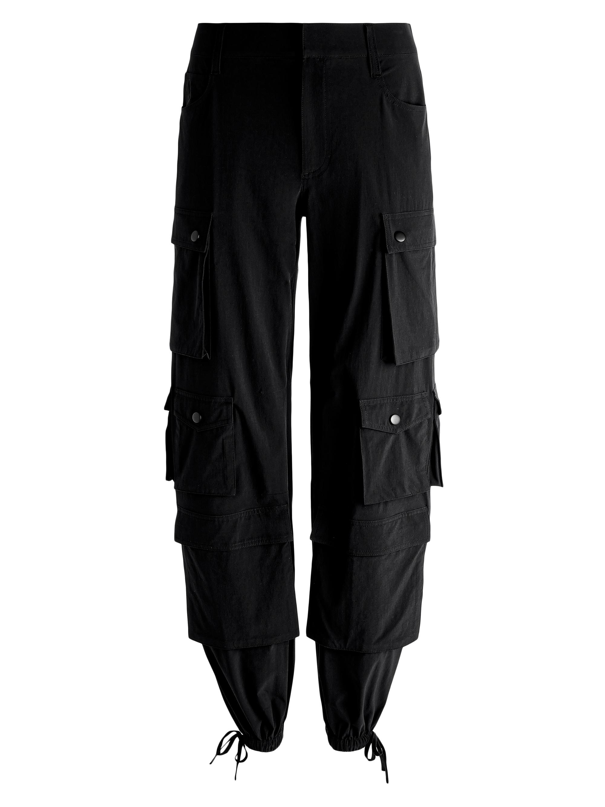 Alice + Olivia Women's Olympia Mid-Rise Baggy Cargo Pants - Black