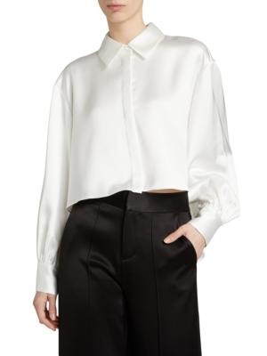 LOEWE classic collar satin shirt - Grey