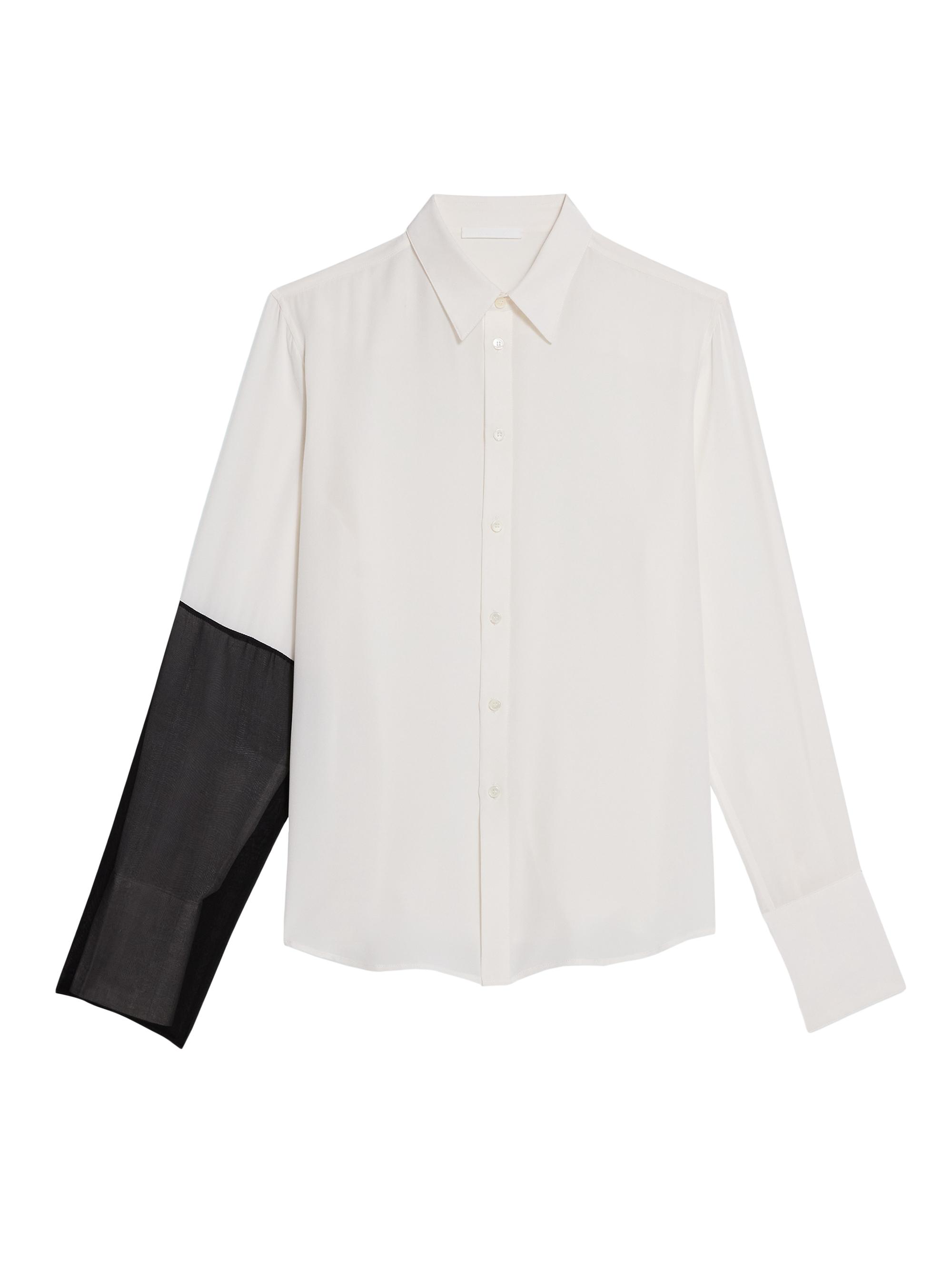 Helmut Lang Women's Colorblocked Silk Shirt - White Black