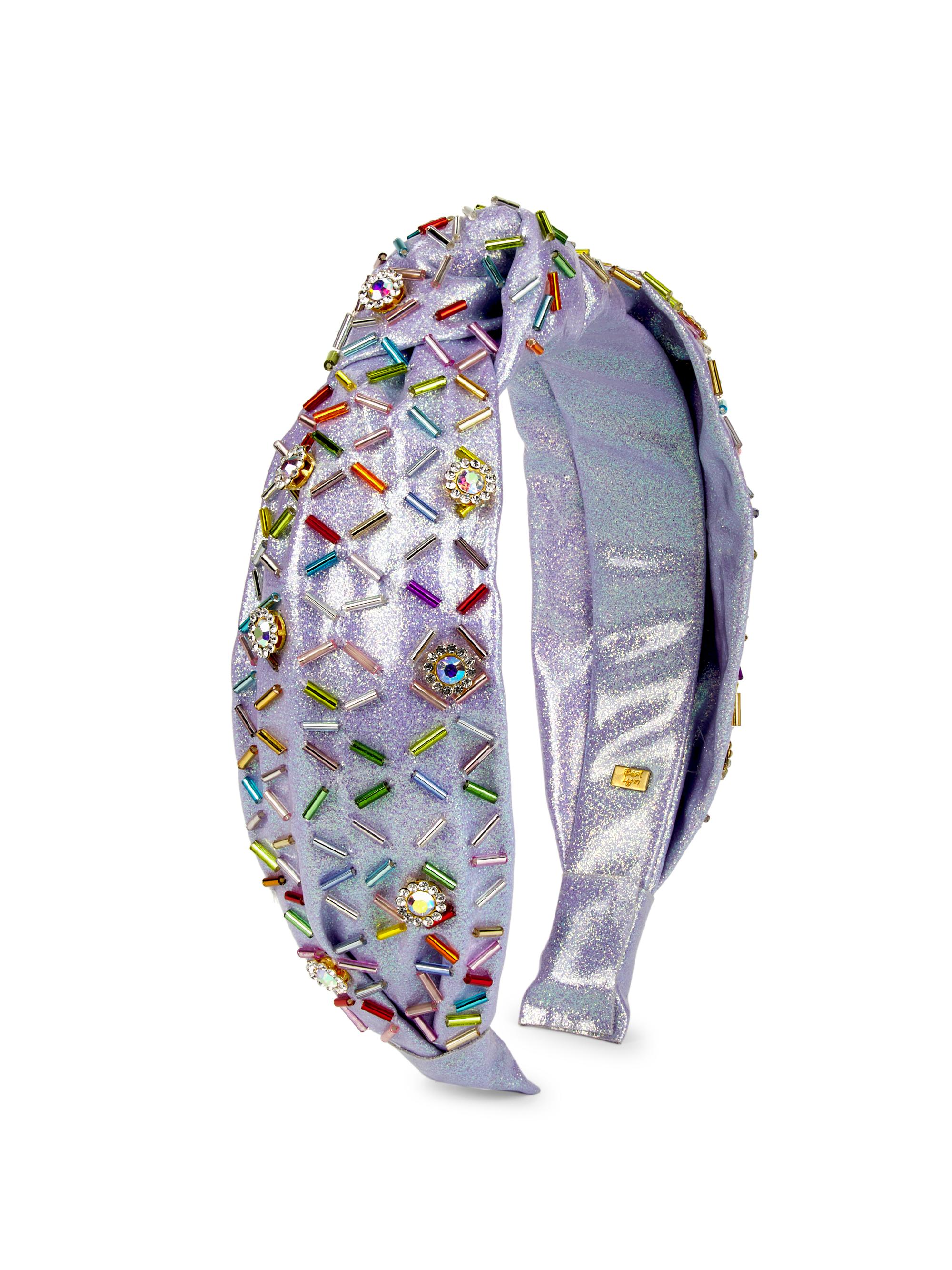 Bari Lynn Jeweled Knotted Headband - Grey