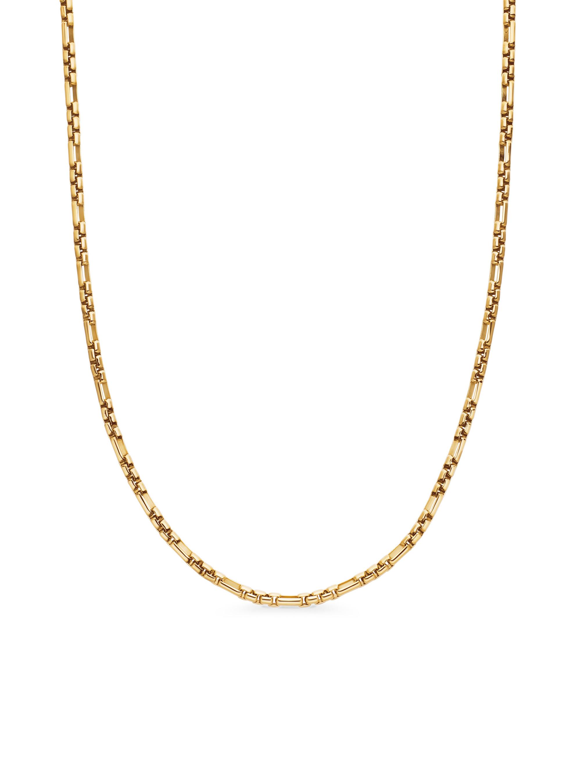 David Yurman Men's Open Station Box Chain Necklace in 18K Yellow Gold, 3MM - Gold