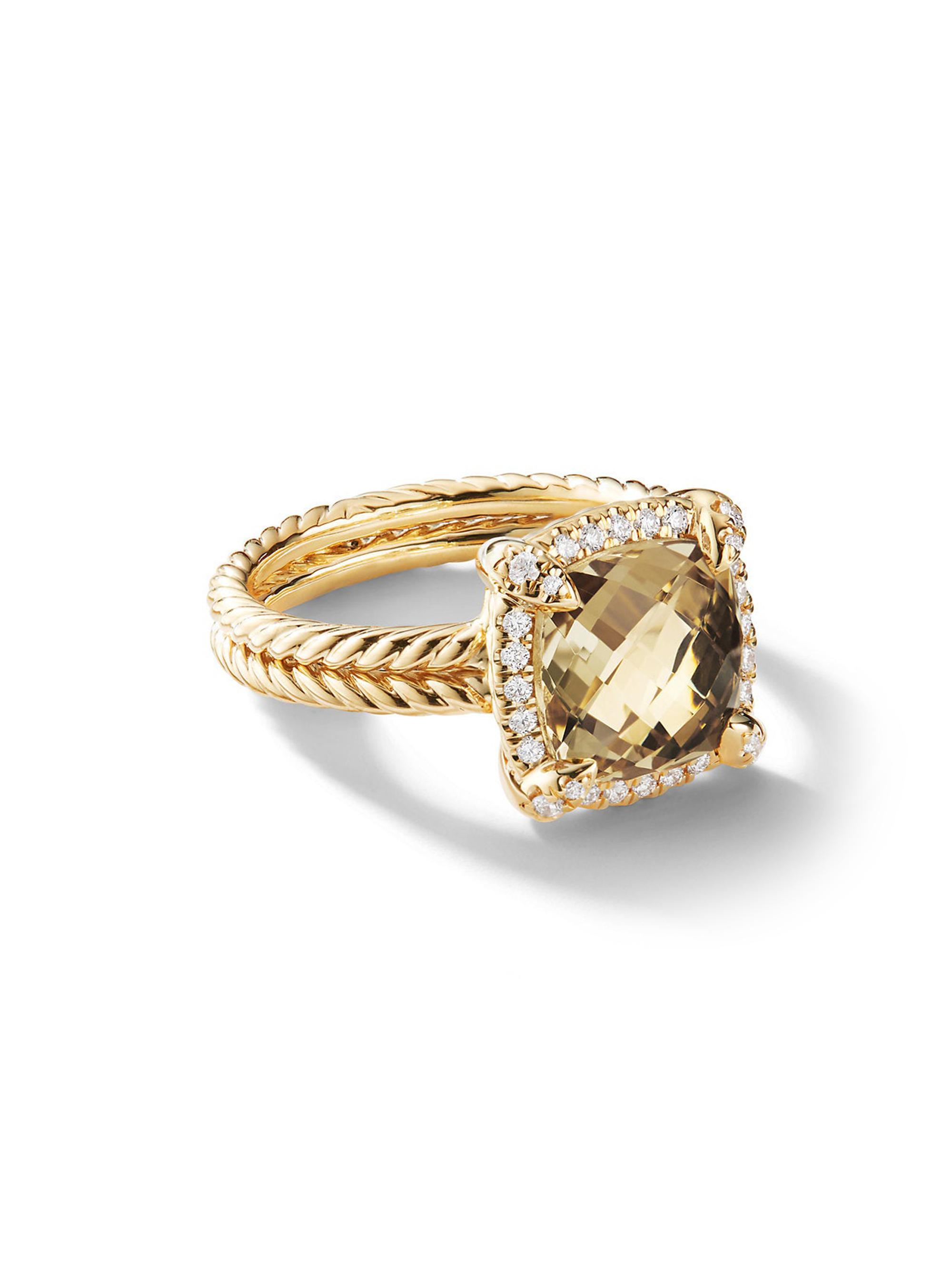 David Yurman Women's Chatelaine Pavé Bezel Ring in 18K Yellow Gold - Champagne Citrine