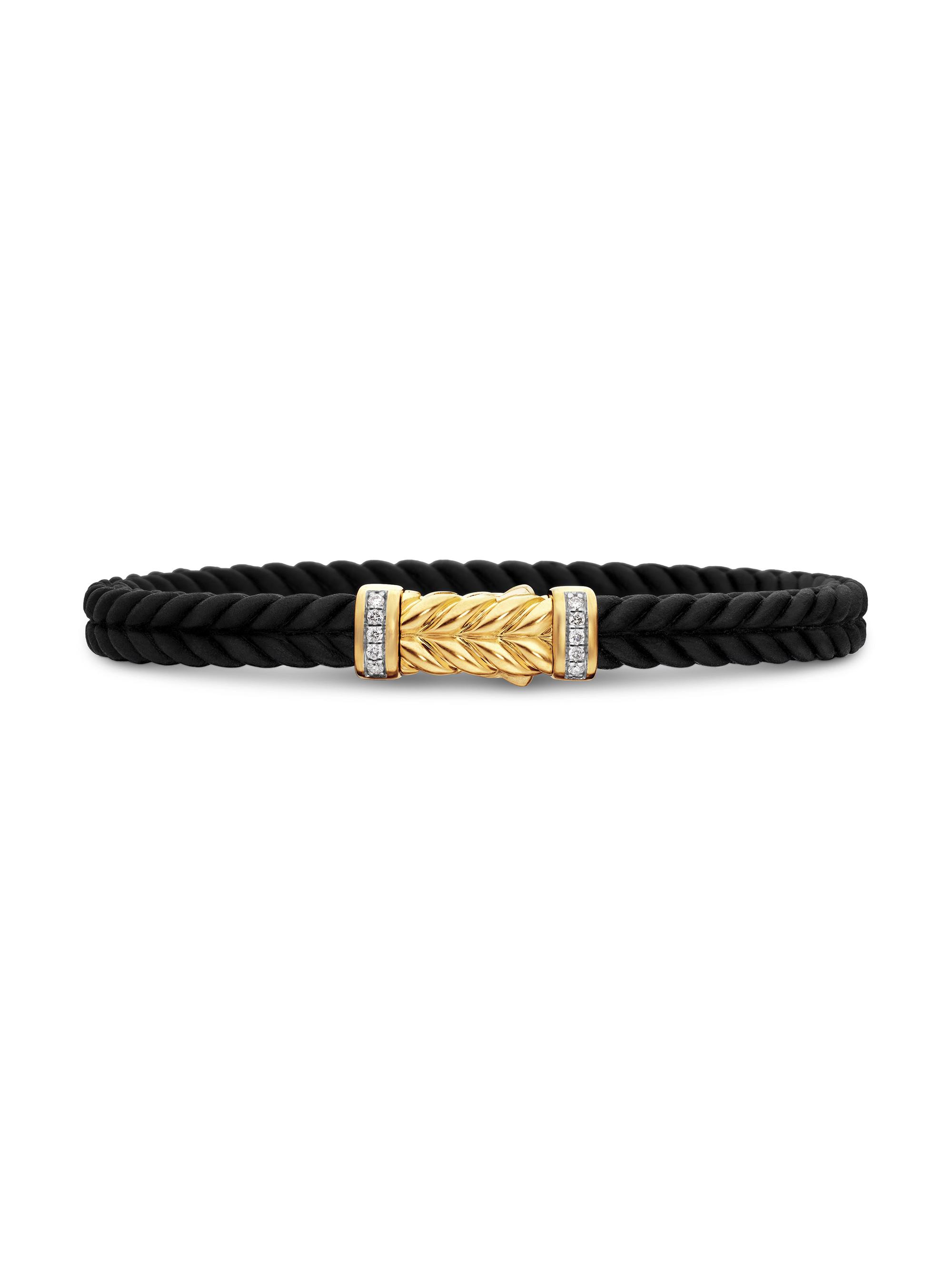 David Yurman Men's Chevron Bracelet in Rubber - Diamond