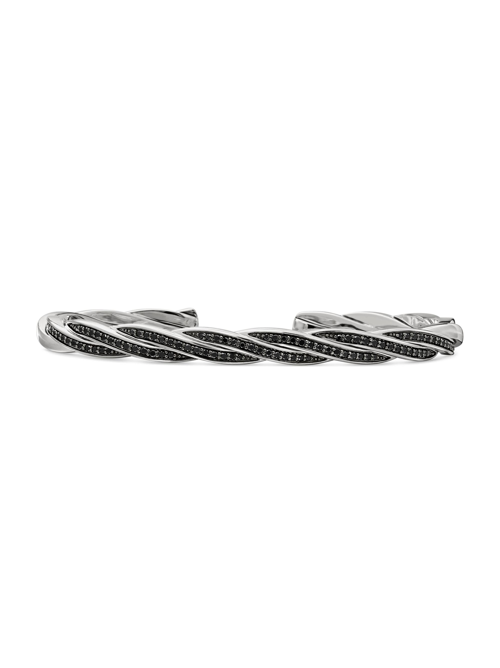 David Yurman Men's DY Helios Cuff Bracelet in Sterling Silver - Black Diamond