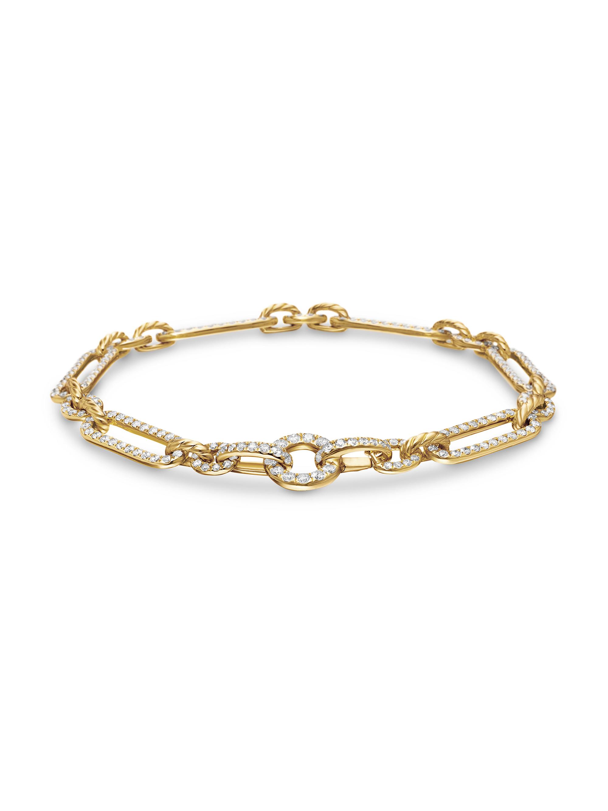 David Yurman Women's Lexington Chain Bracelet in 18K Yellow Gold - Diamond