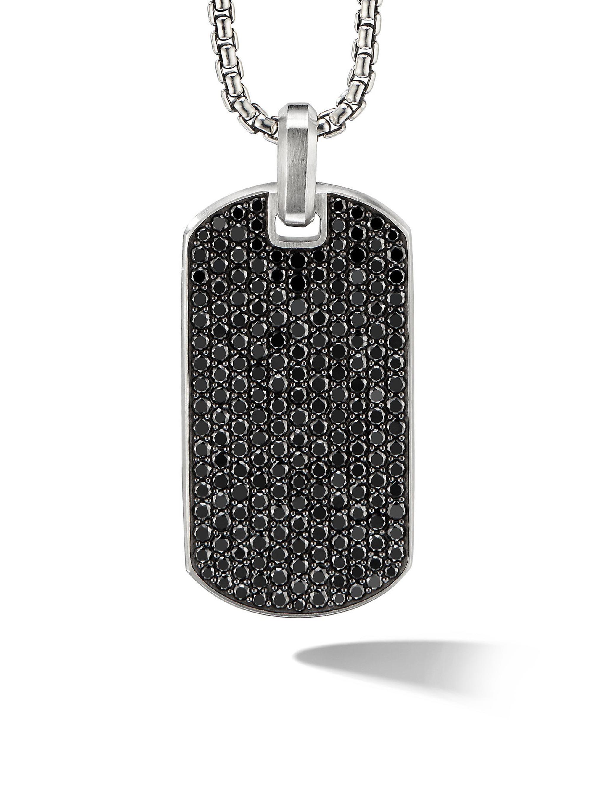 David Yurman Men's Chevron Tag in Sterling Silver - Black Diamond