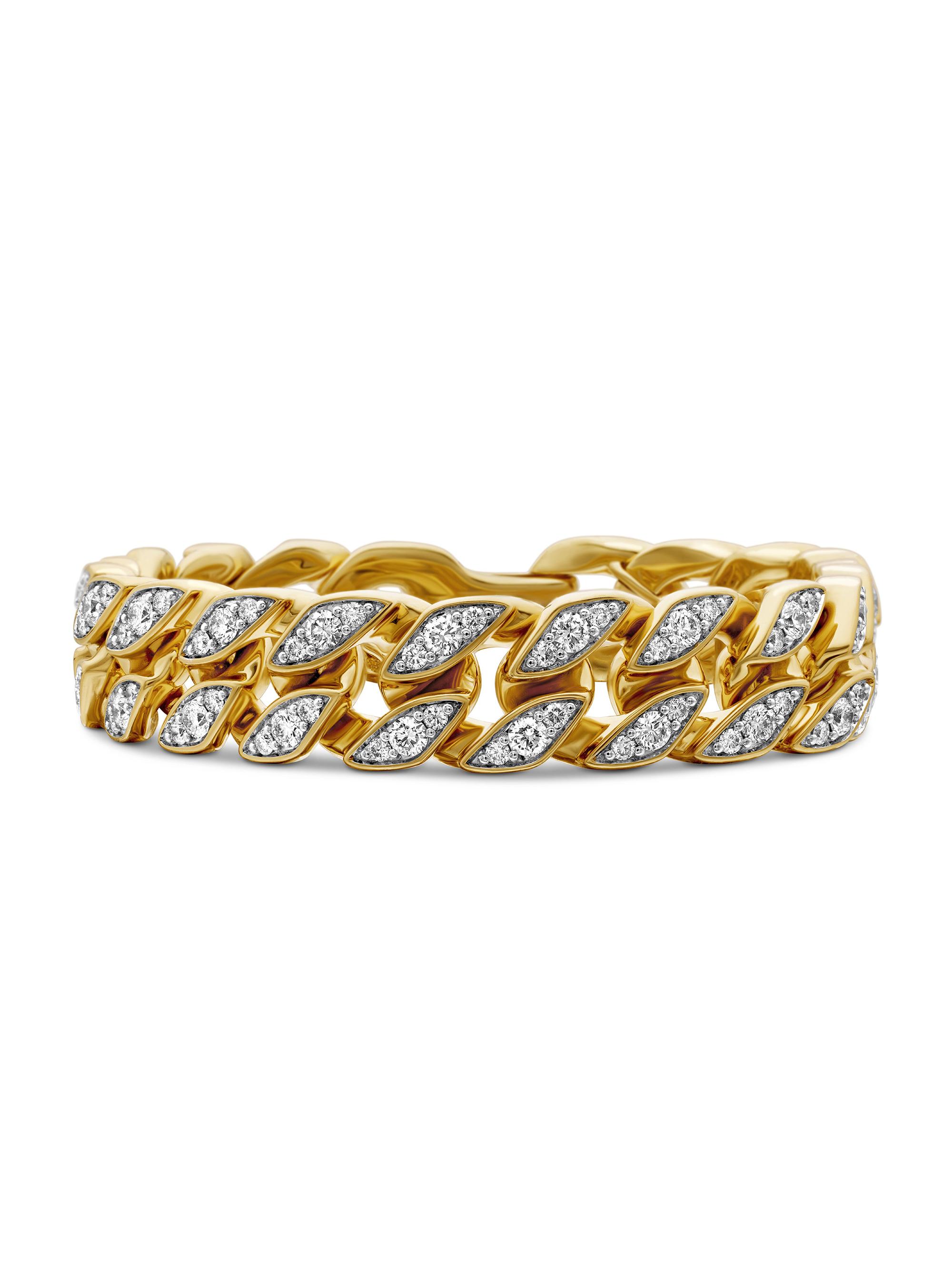 David Yurman Men's Curb Chain Bracelet in 18K Yellow Gold - Diamond