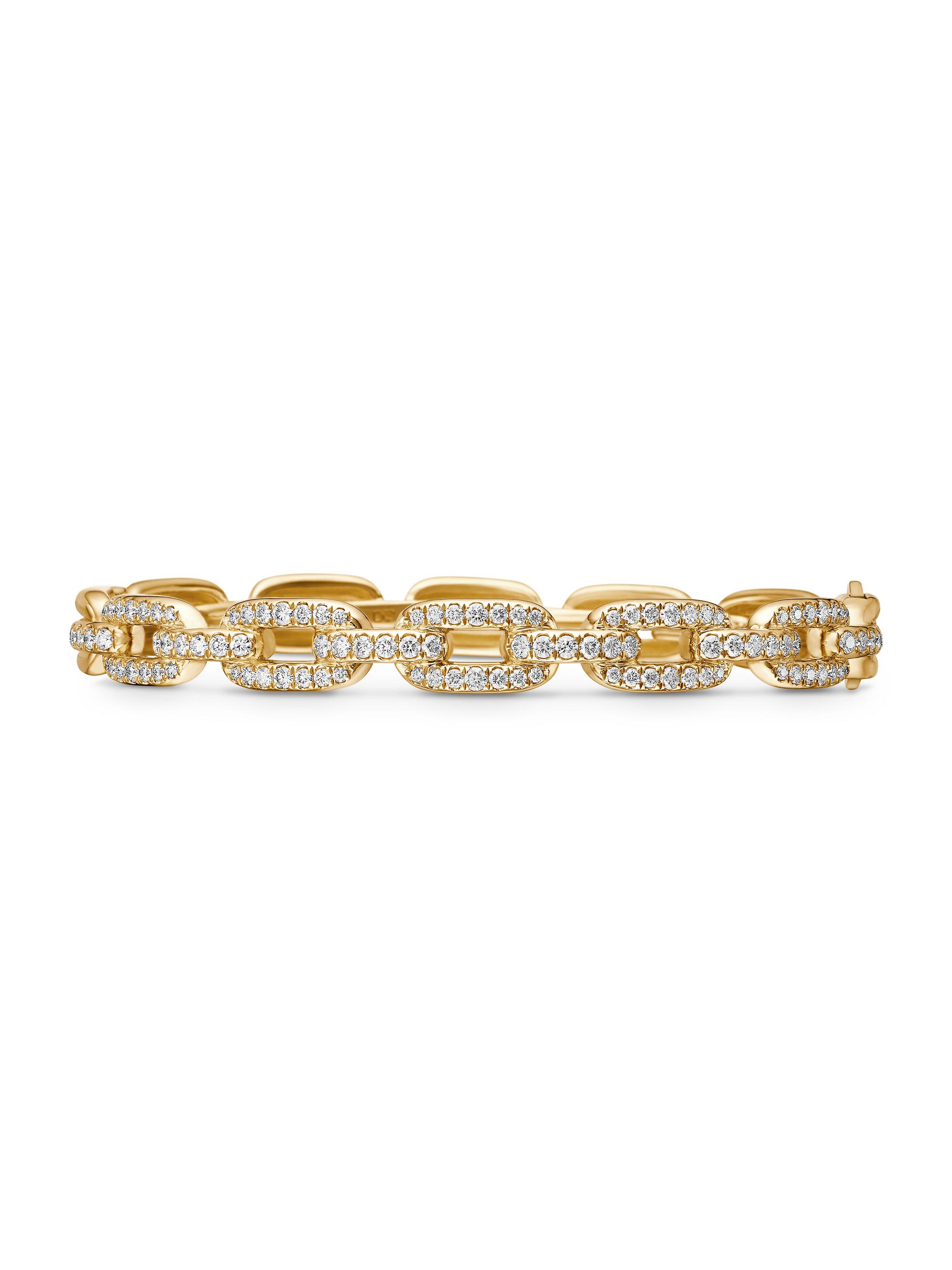 David Yurman Women's Stax Chain Link Bracelet in 18K Yellow Gold - Diamond