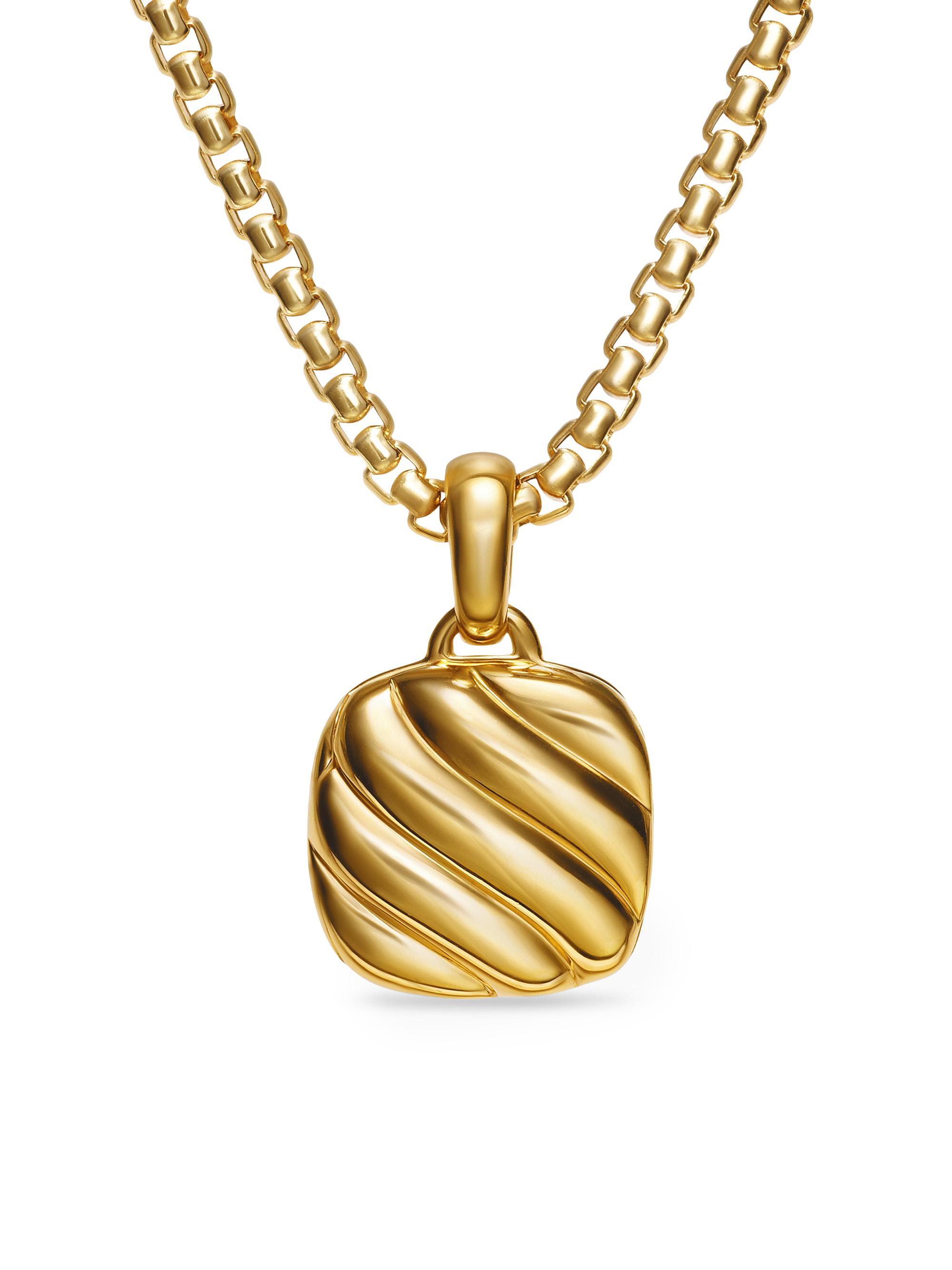 David Yurman Women's Sculpted Cable Square Locket in 18K Yellow Gold - Diamond