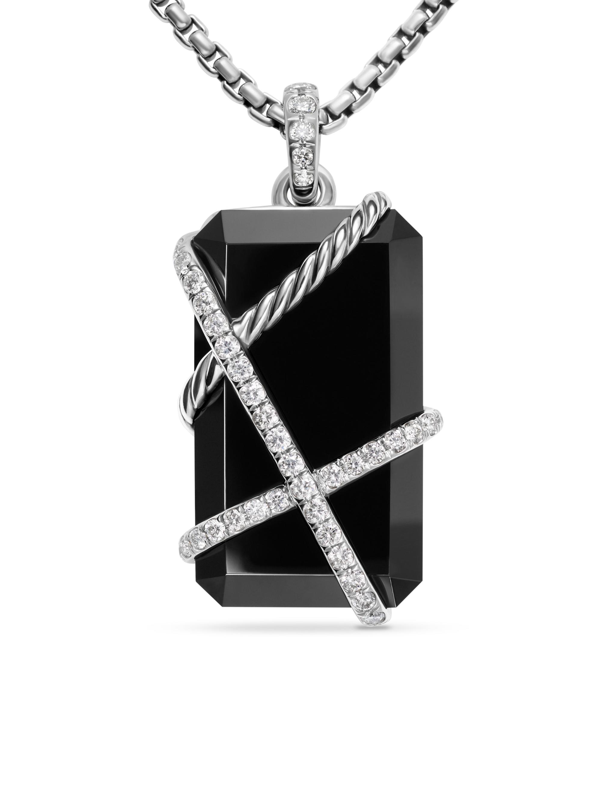 David Yurman Women's Cable Wrap Amulet in Sterling Silver - Black Onyx