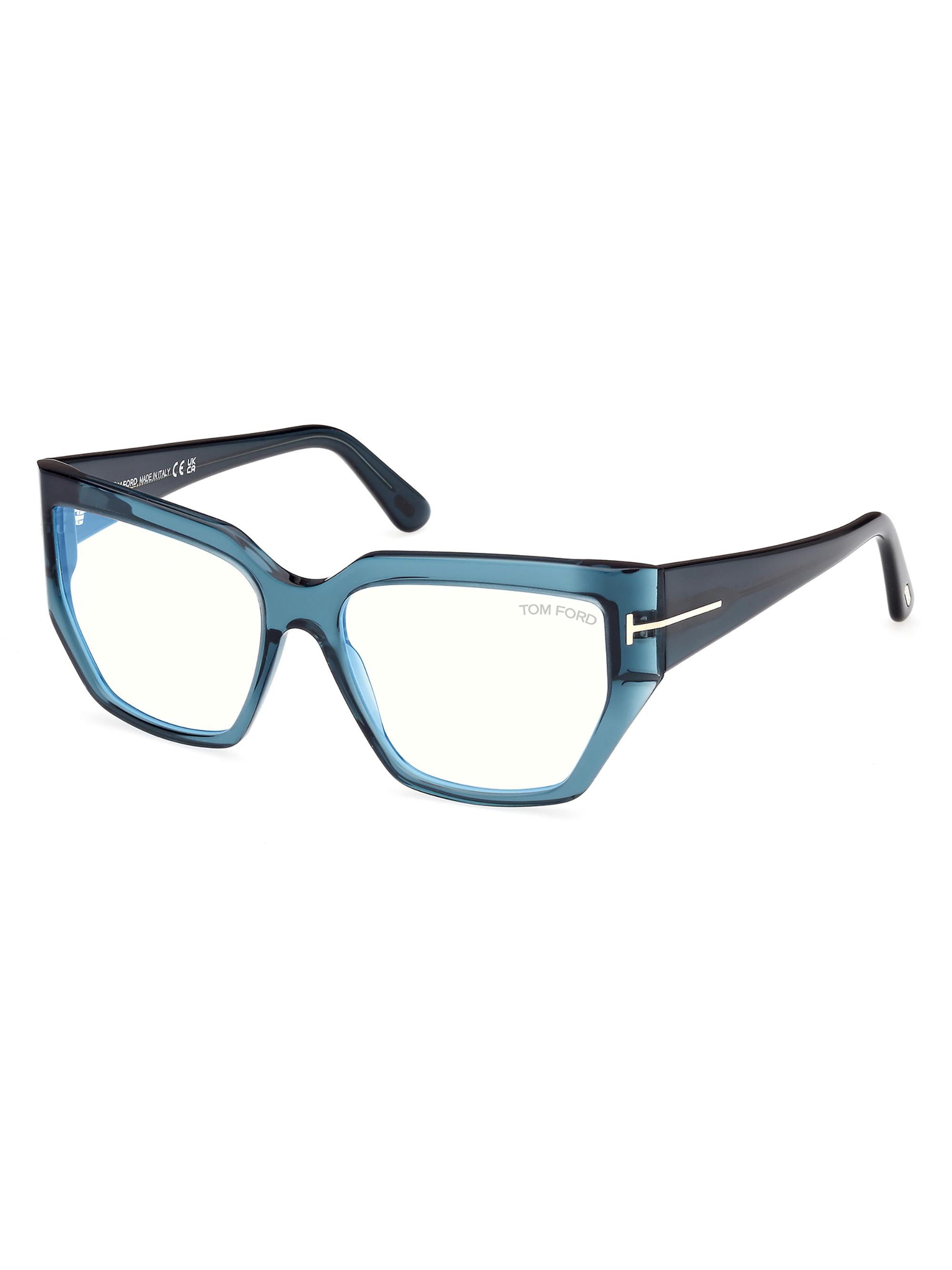TOM FORD Women's 54MM Blue Block Square Eyeglasses - Transparent Dark Teal