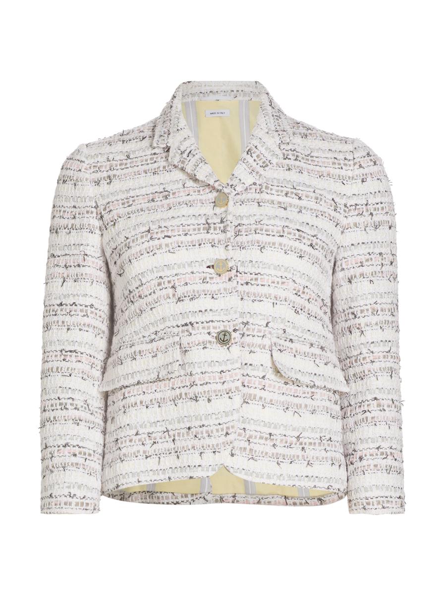 Thom Browne Tweed Fitted Jacket | Saks Fifth Avenue