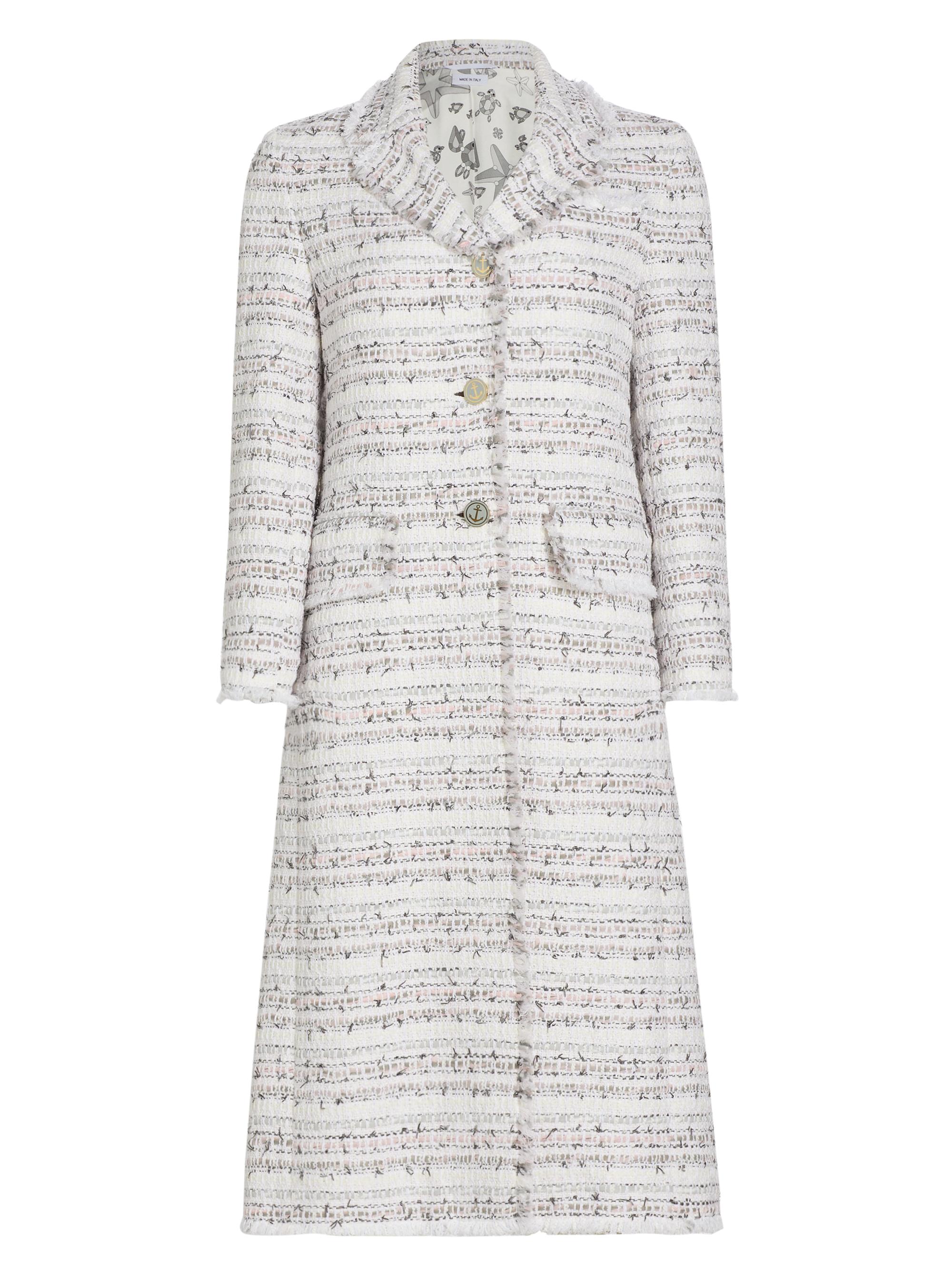 Thom Browne Women's Tweed Single-Breasted Overcoat - Pink