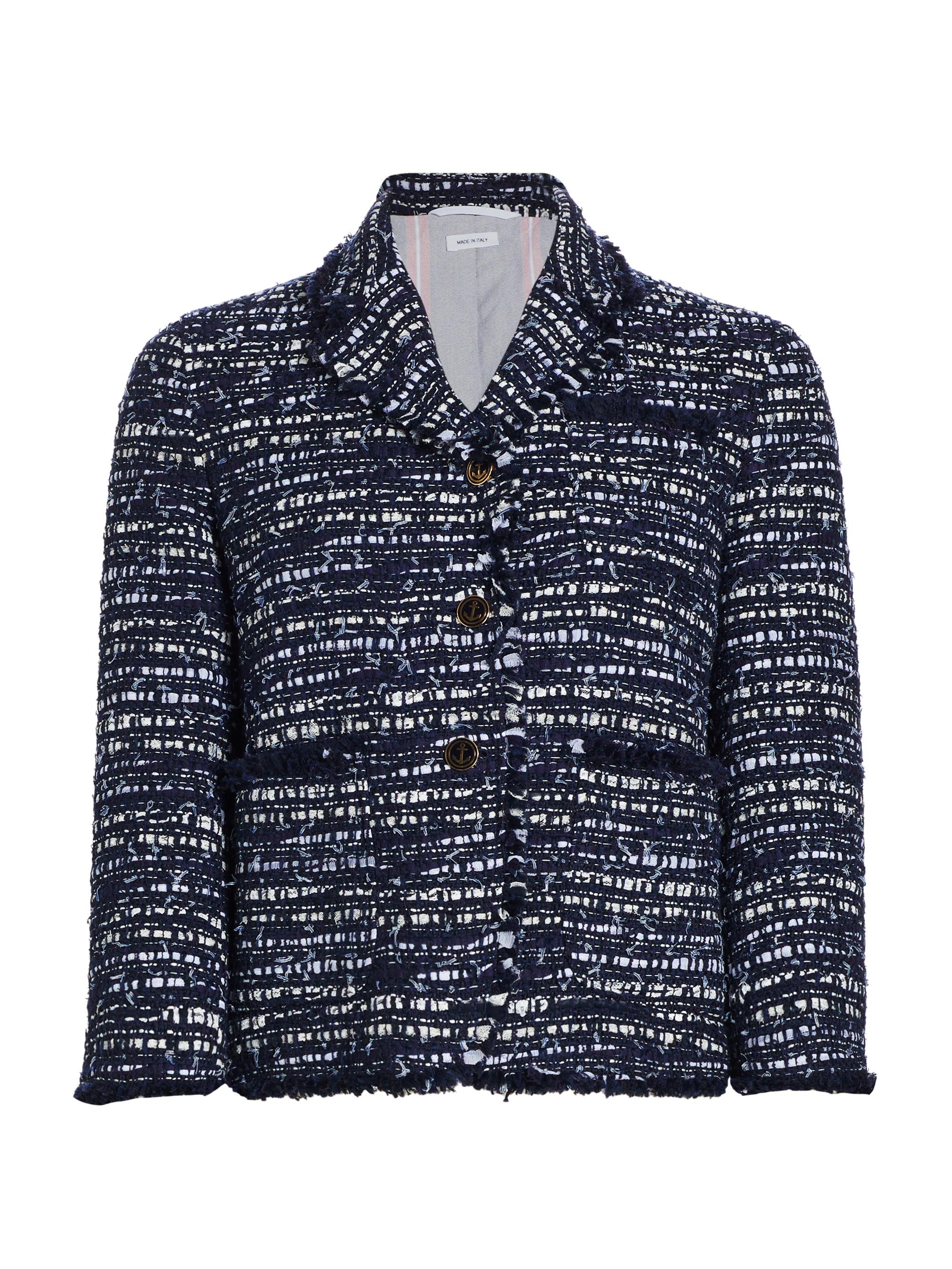 Thom Browne Women's Sack Tweed Patch-Pocket Jacket - Navy