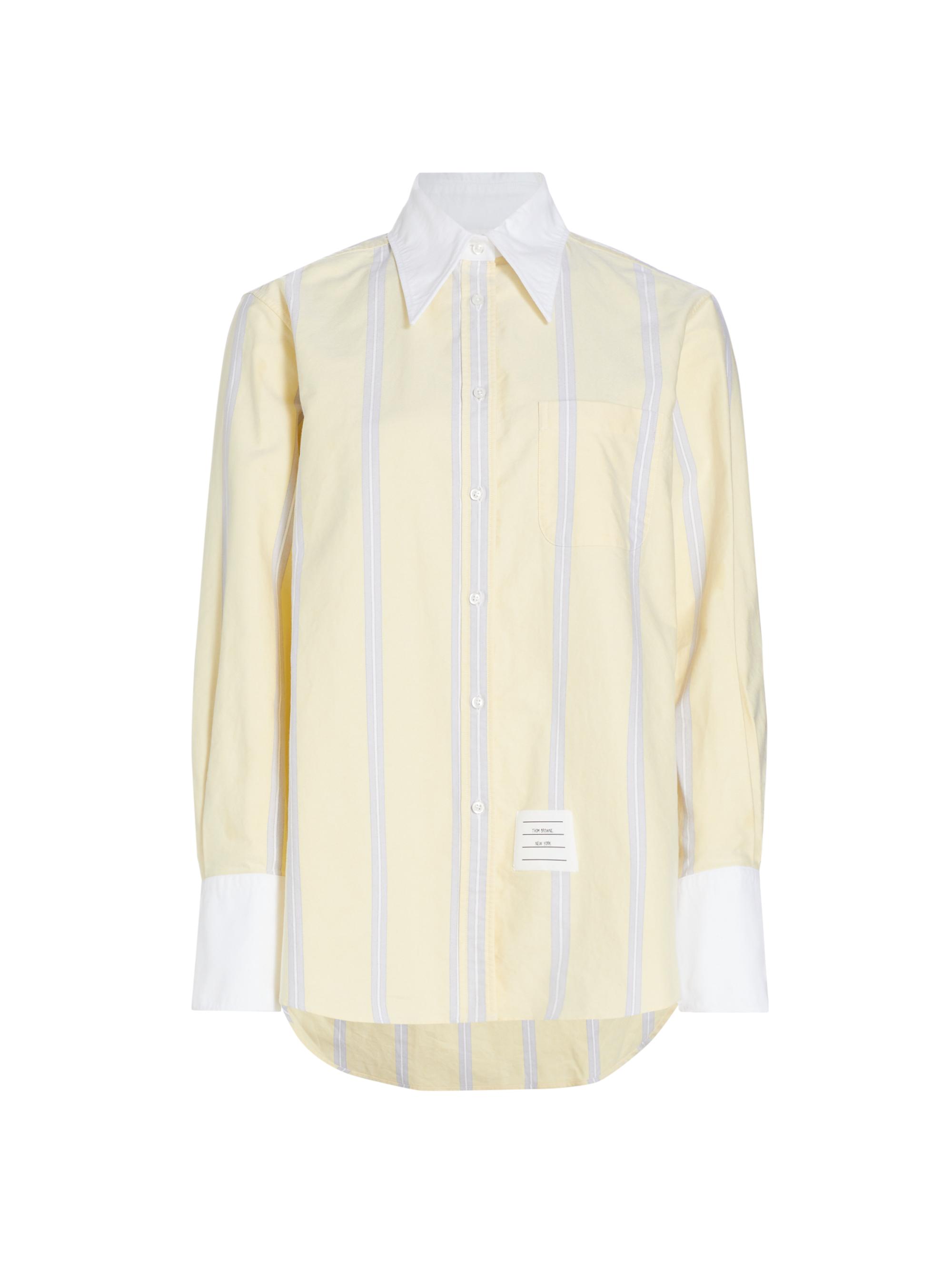 Thom Browne Women's Striped Oxford Tab-Collar Shirt - Yellow