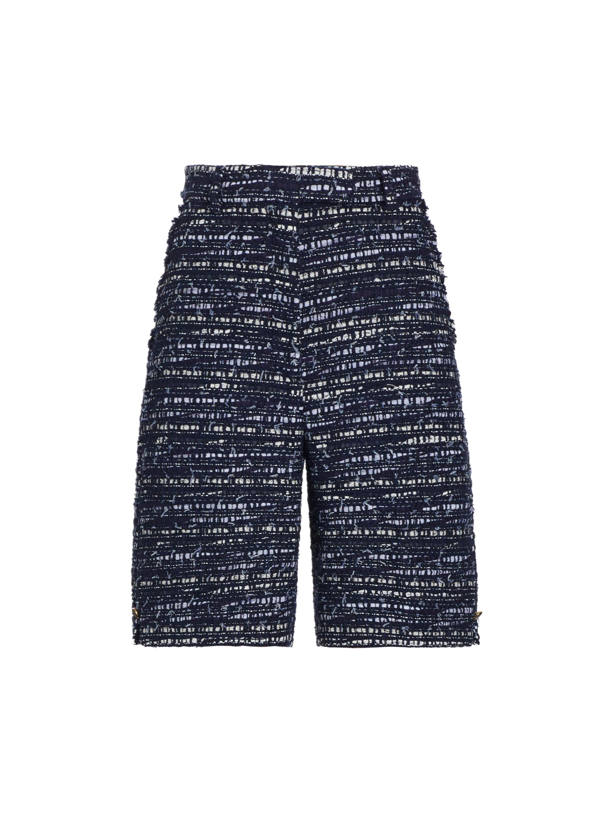 Thom Browne Women's Tweed Fray-Edge Tailored Shorts - Navy