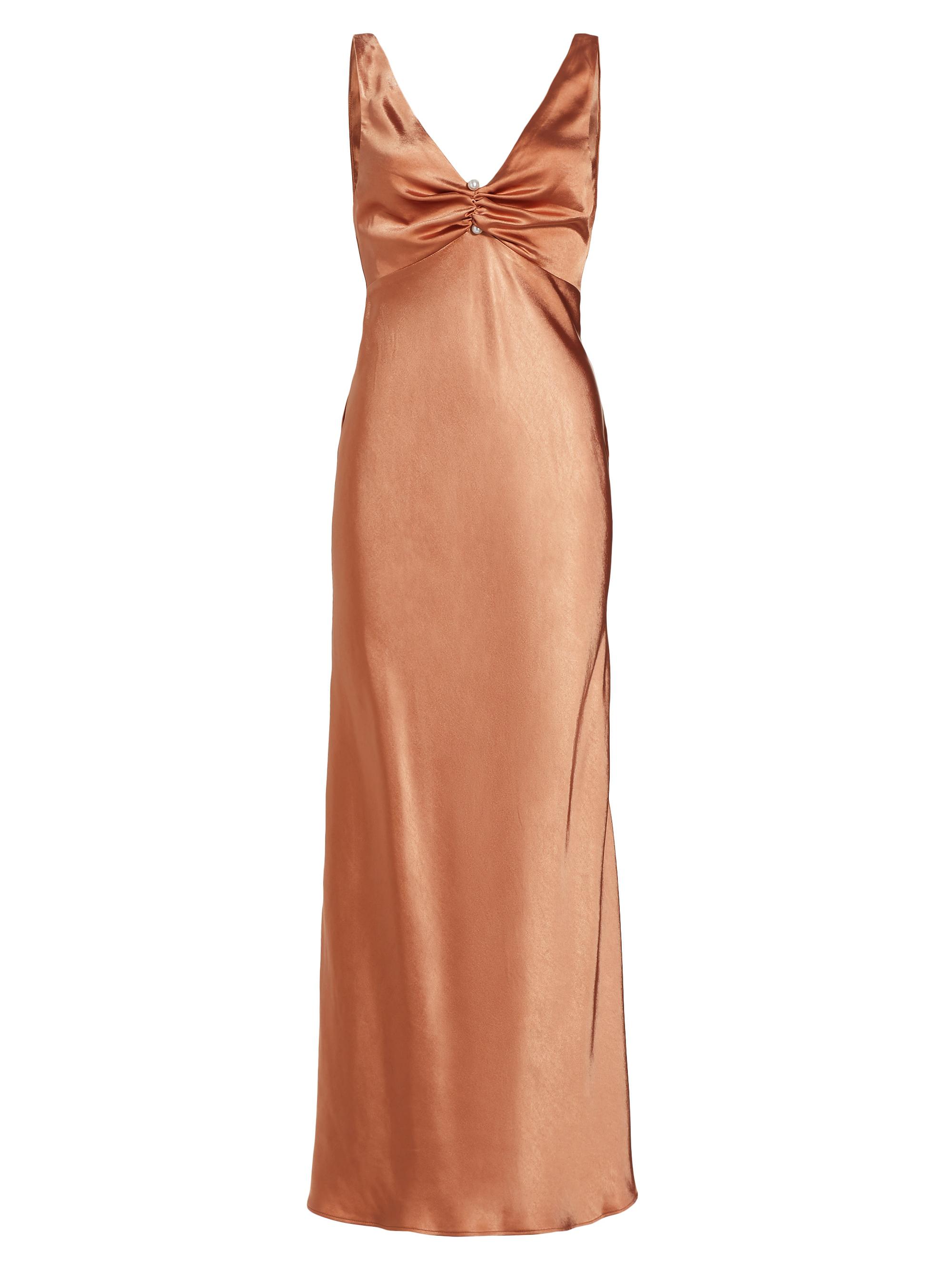 Elliatt Women's Rendezvous Satin V-Neck Maxi Dress - Copper