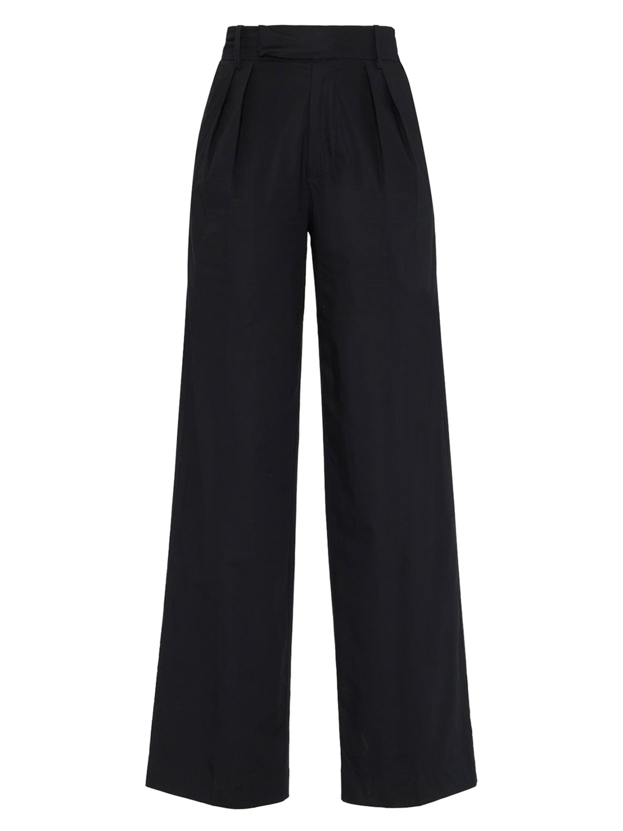 7 For All Mankind Women's Pleated High-Rise Trousers - Black