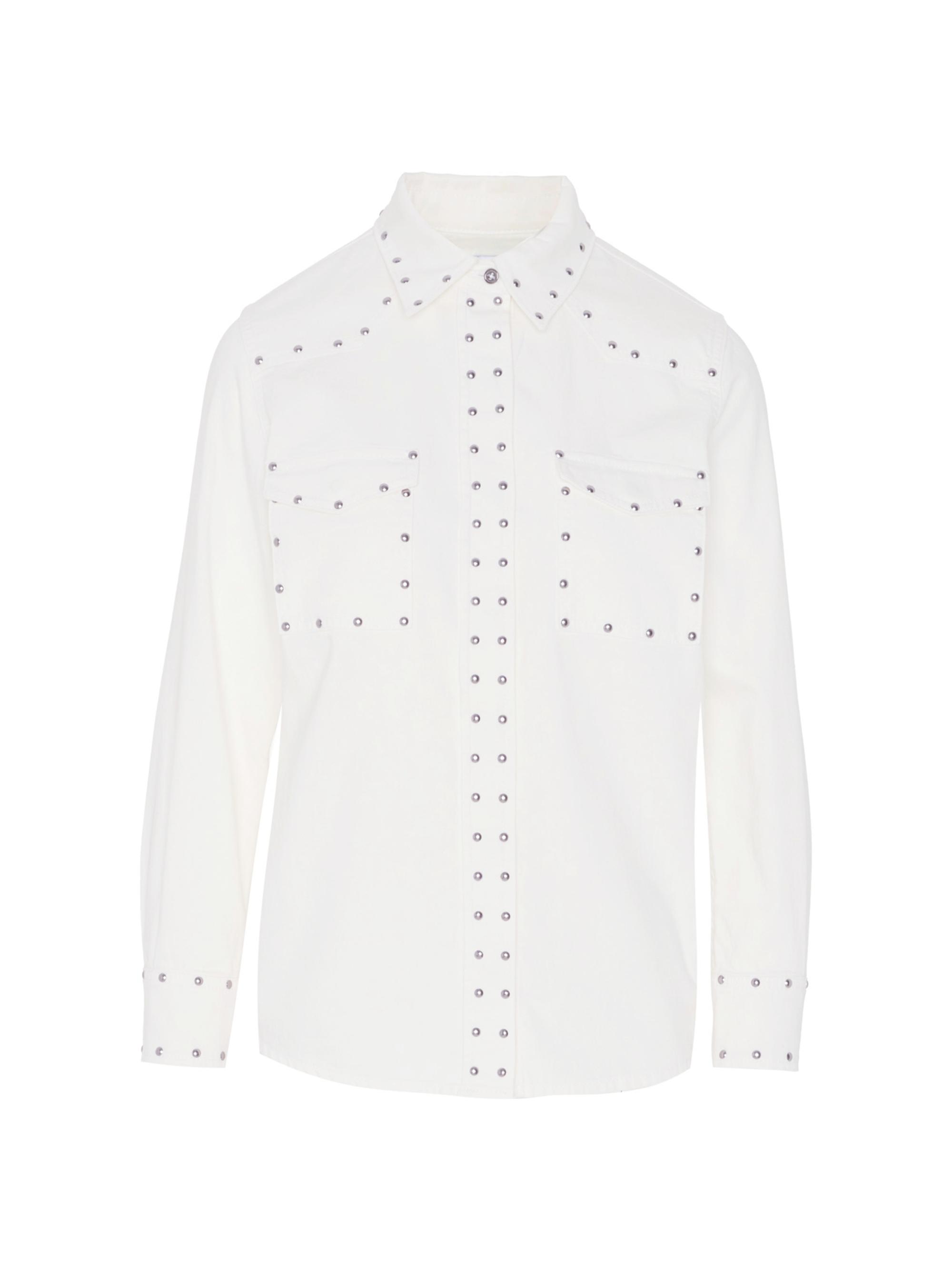 7 For All Mankind Women's Emilia Studded Cotton Shirt - Whisper White