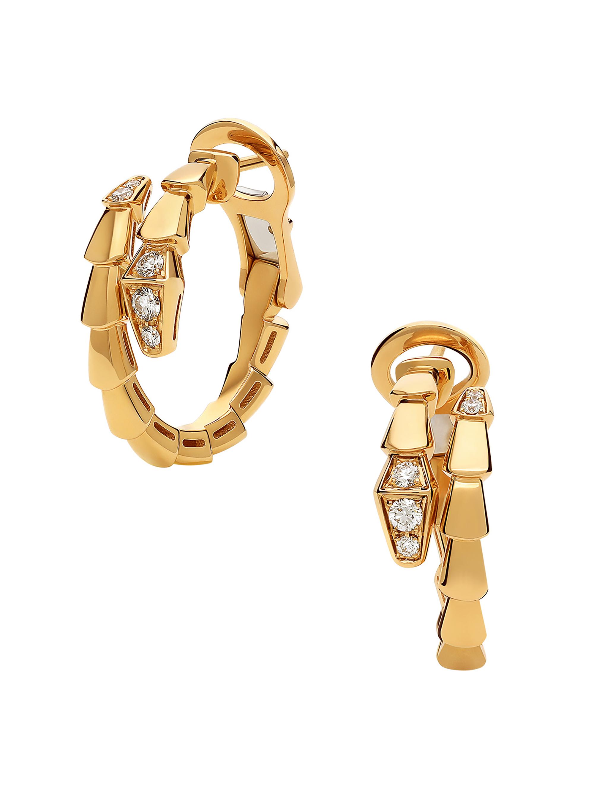 BVLGARI Women's Serpenti Viper 18K Yellow Gold & 0.18 TCW Diamond Hoop Earrings - Yellow Gold