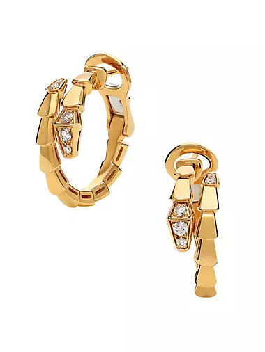 Serpenti Viper 18K Yellow Gold & 0.18 TCW Diamond Hoop Earrings