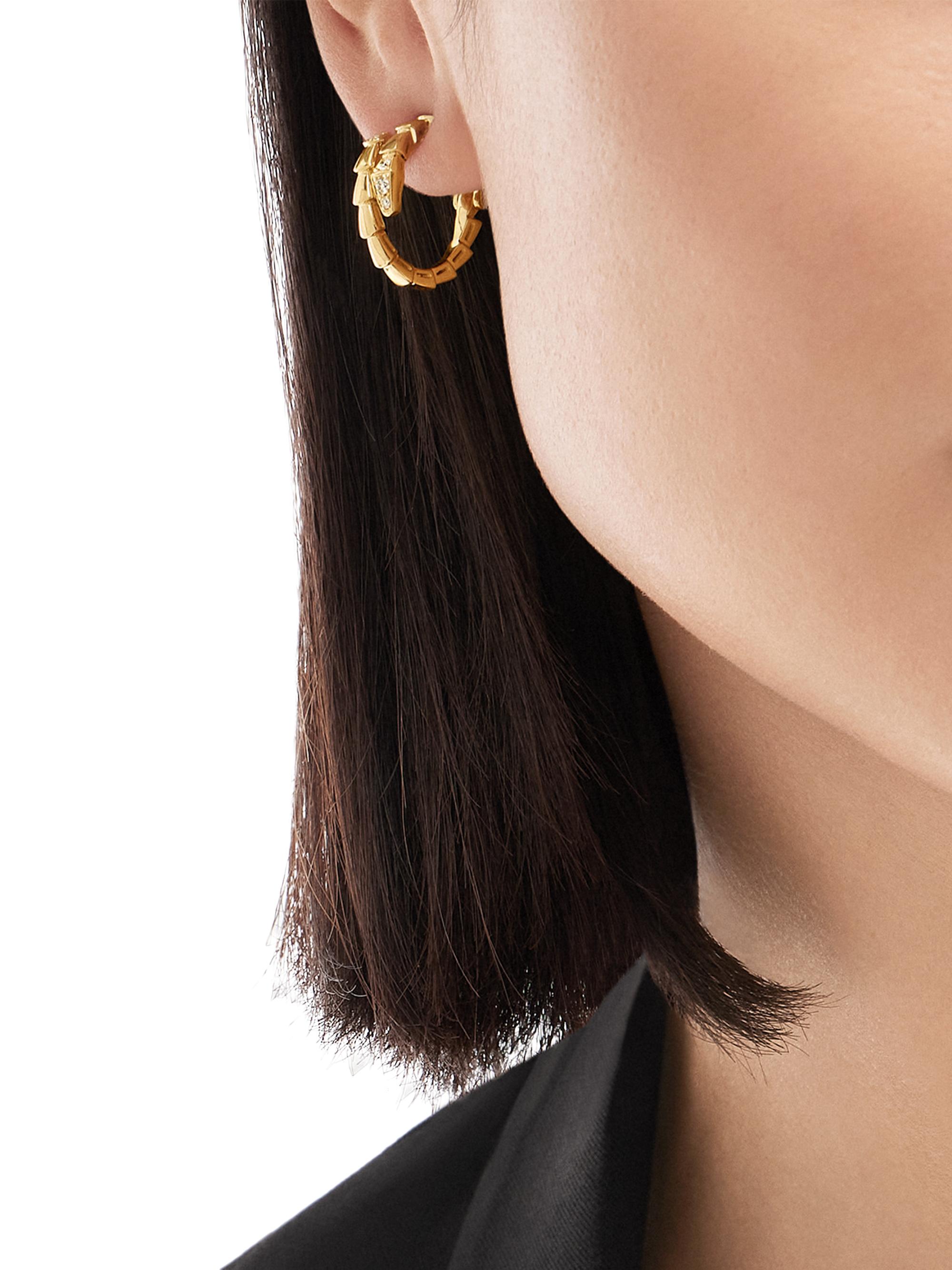 BVLGARI Serpenti Viper 18K Yellow Gold & 0.18 TCW Diamond Hoop