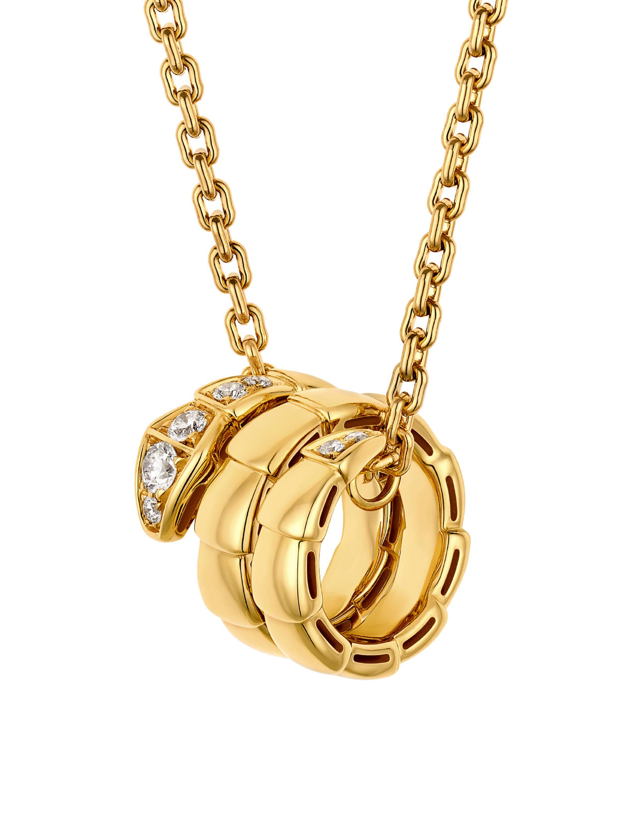 BVLGARI Women's Serpenti Viper 18K Yellow Gold & 0.13 TCW Diamond Pendant Necklace - Yellow Gold