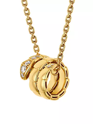 Serpenti Viper 18K Yellow Gold & 0.13 TCW Diamond Pendant Necklace