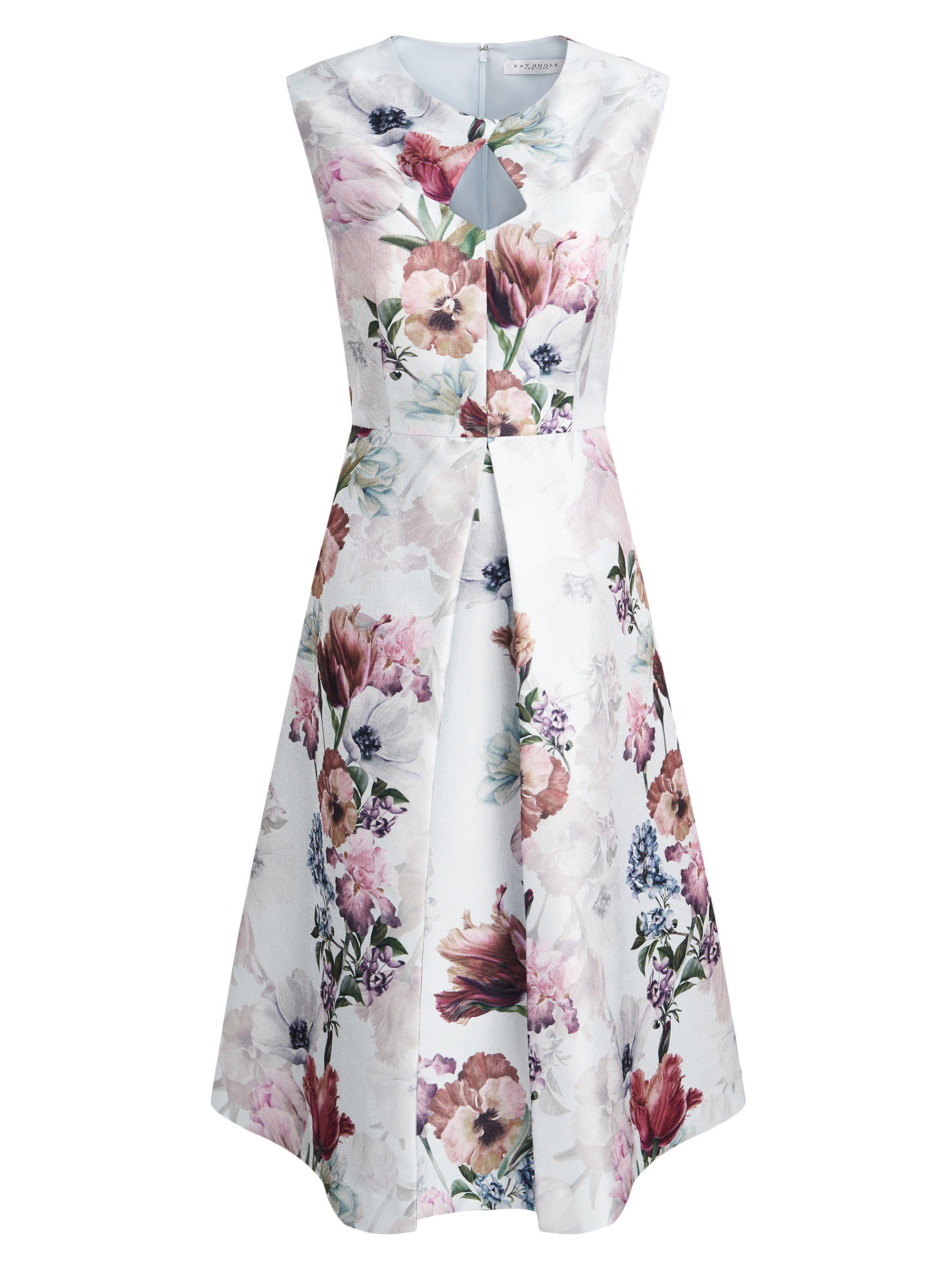 Kay Unger Women's Rue Floral Metallic Organza A-Line Midi-Dress - Misty Blue