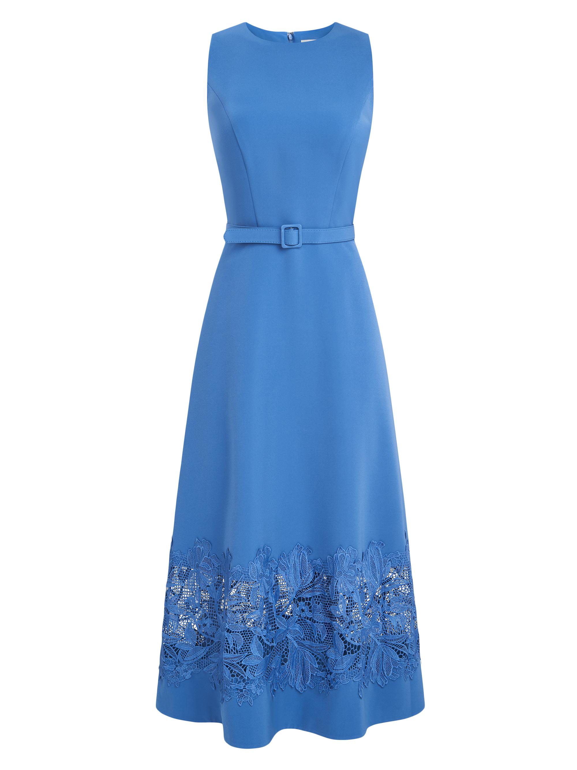Kay Unger Women's Vivianne Lace-Detailed Stretch Crepe Midi-Dress - Spring Blue