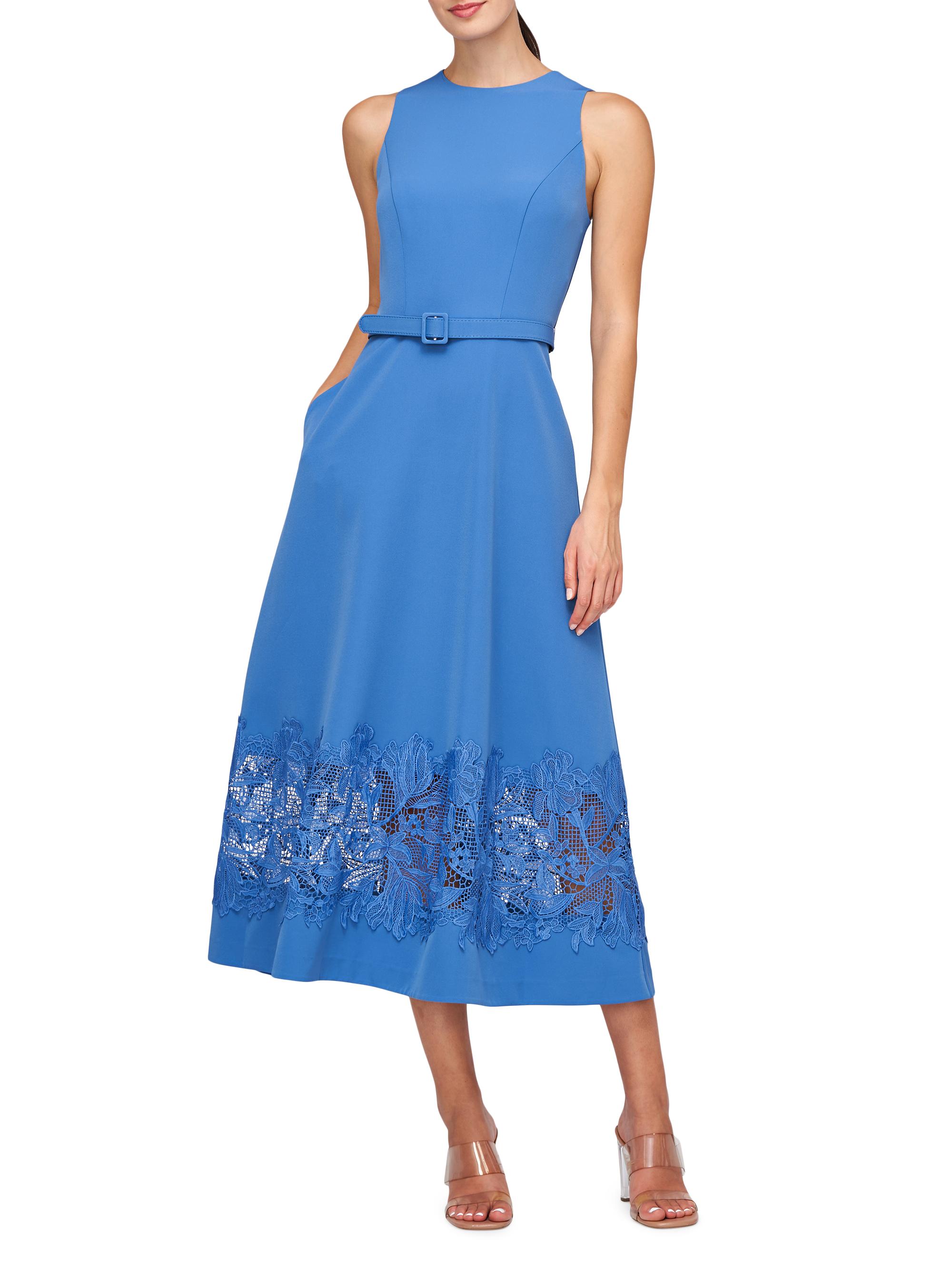 Kay Unger Vivianne Lace-Detailed Stretch Crepe Midi-Dress | The Summit