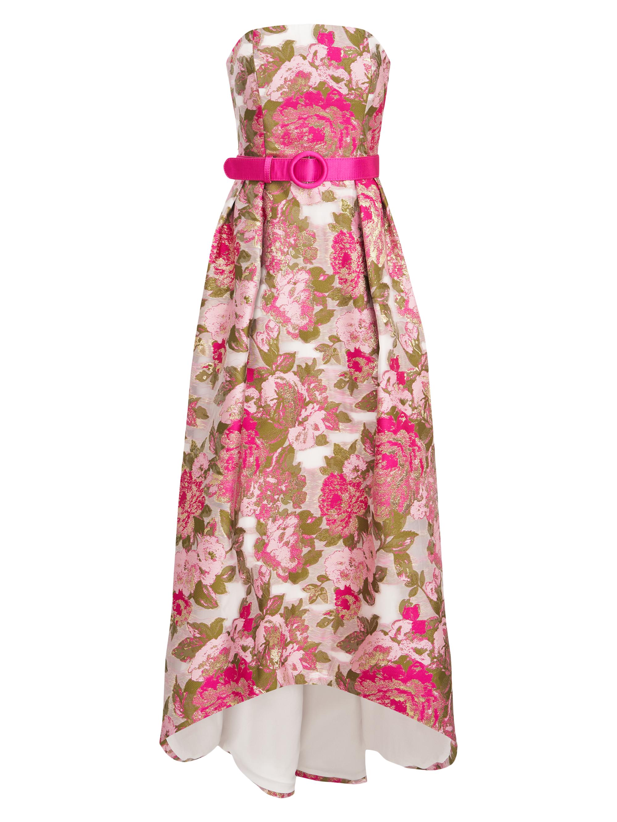 Kay Unger Women's Bella Metallic Jacquard Hi-Low Gown - Wild Raspberry