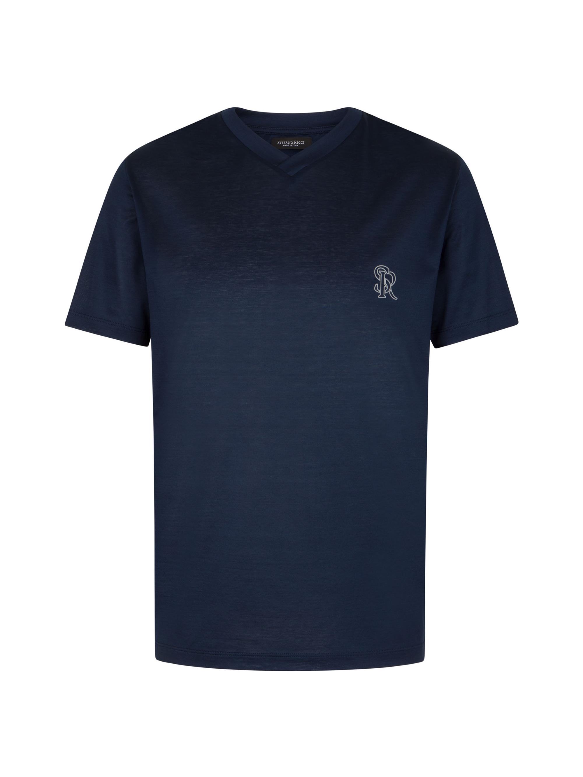 Stefano Ricci Men's V-Neck T-Shirt - Dark Blue