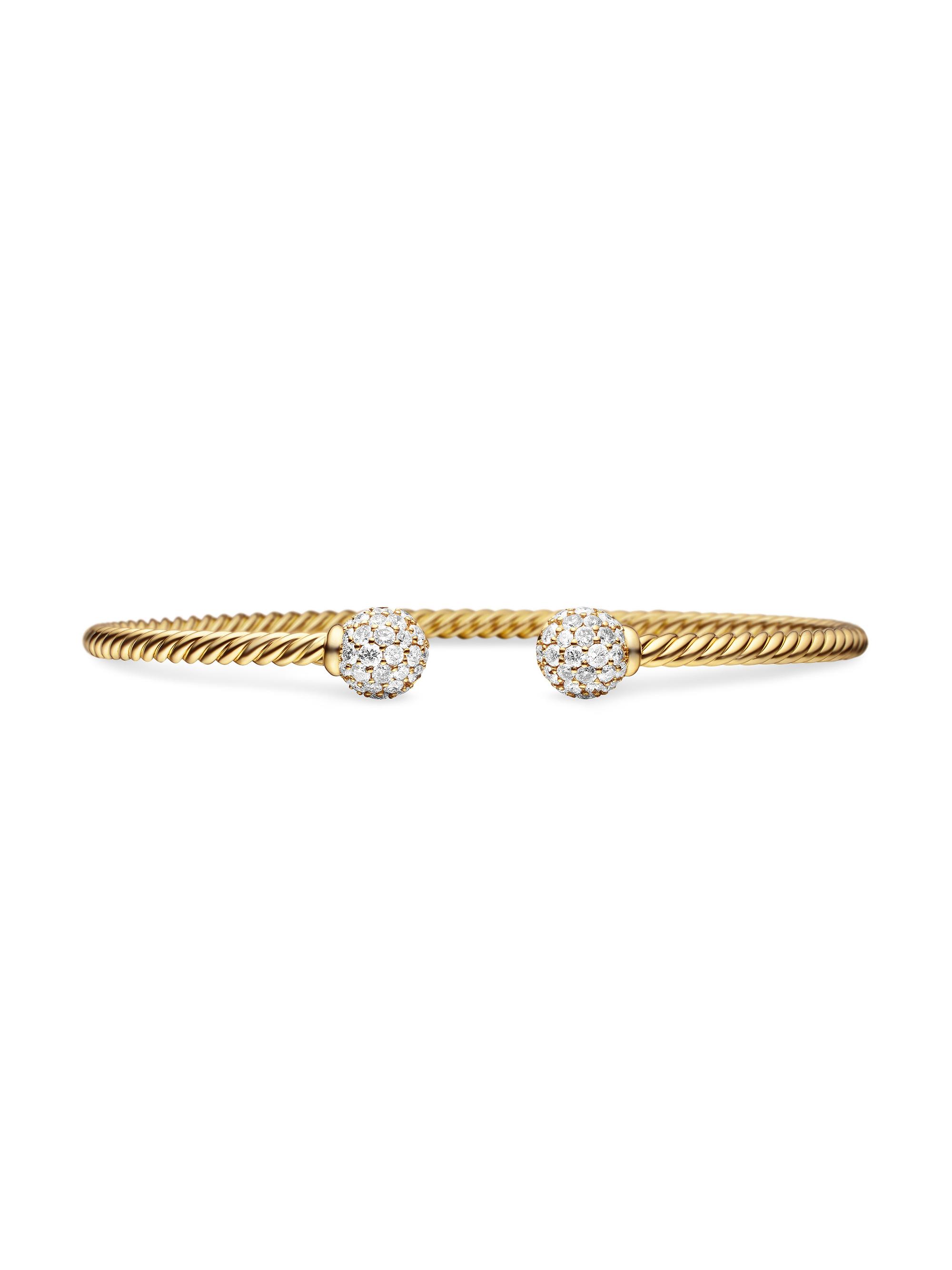 David Yurman Women's Solari Cablespira Bracelet in 18K Yellow Gold - Diamond