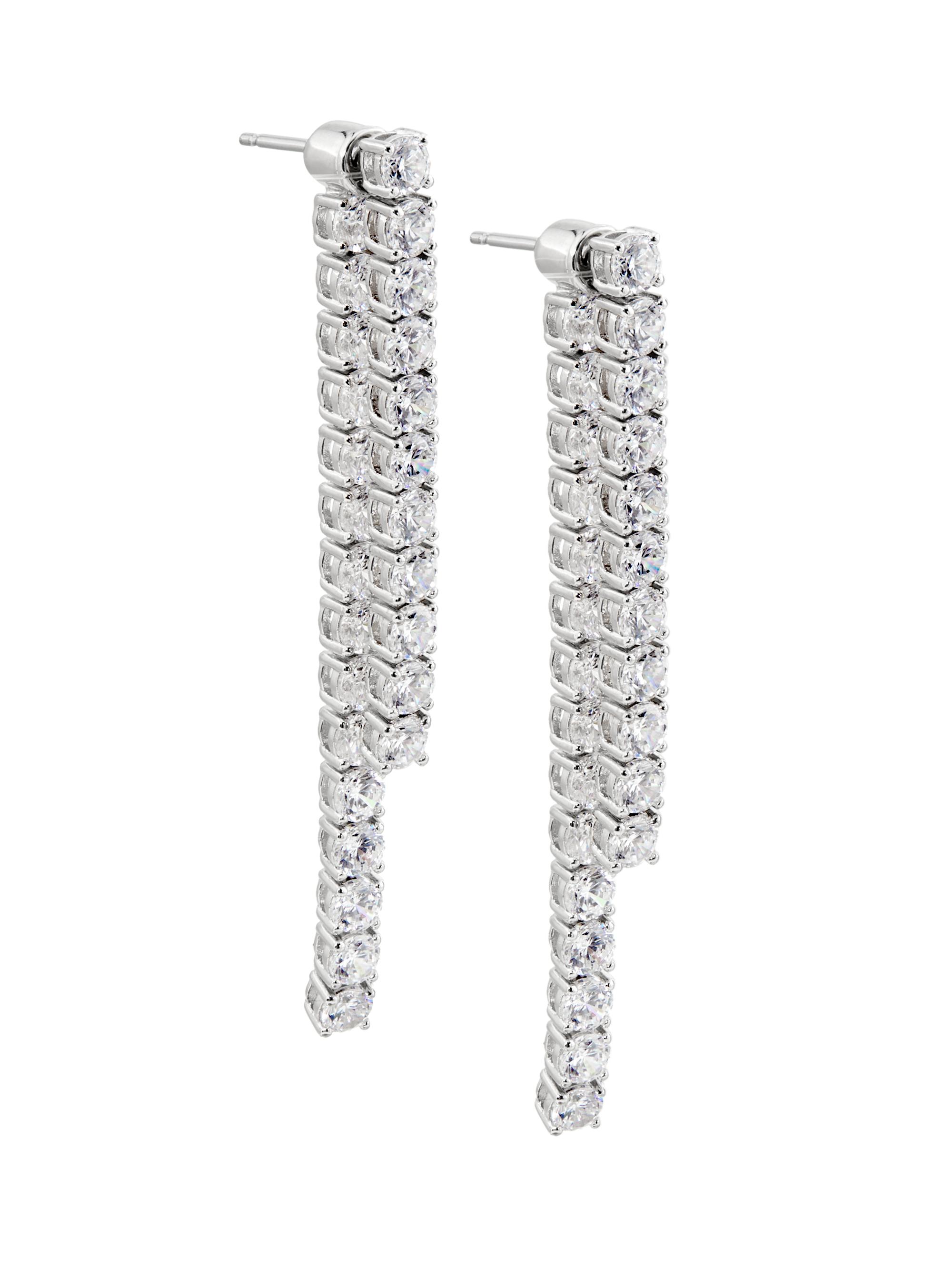 Adriana Orsini Women's Cubic Zirconia Linear Drop Tennis Earrings - Rhodium