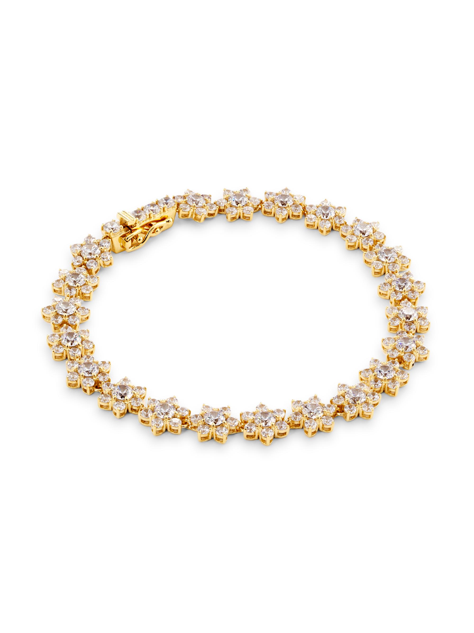 Dahlia Floral 18K Gold-Plated & Cubic Zirconia Line Bracelet