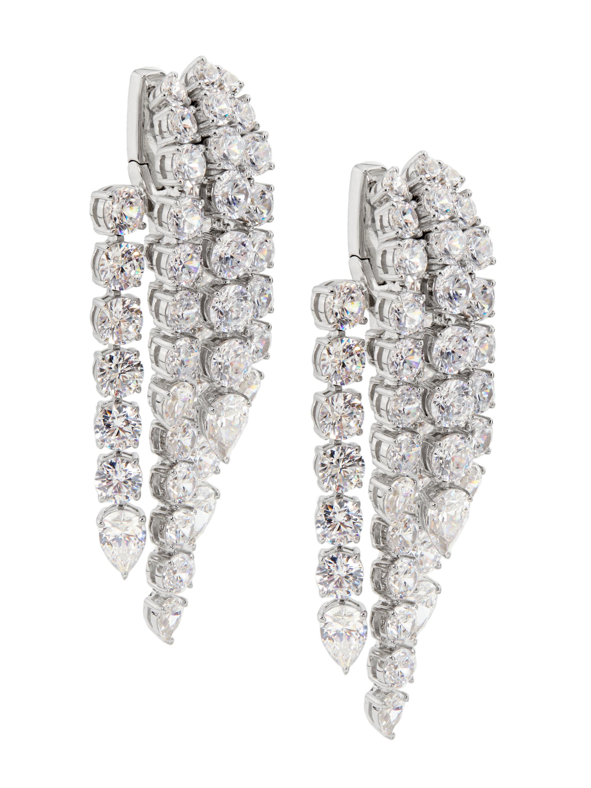 Adriana Orsini Women's Perfect Tennis Frontback Waterall Huggie - Rhodium