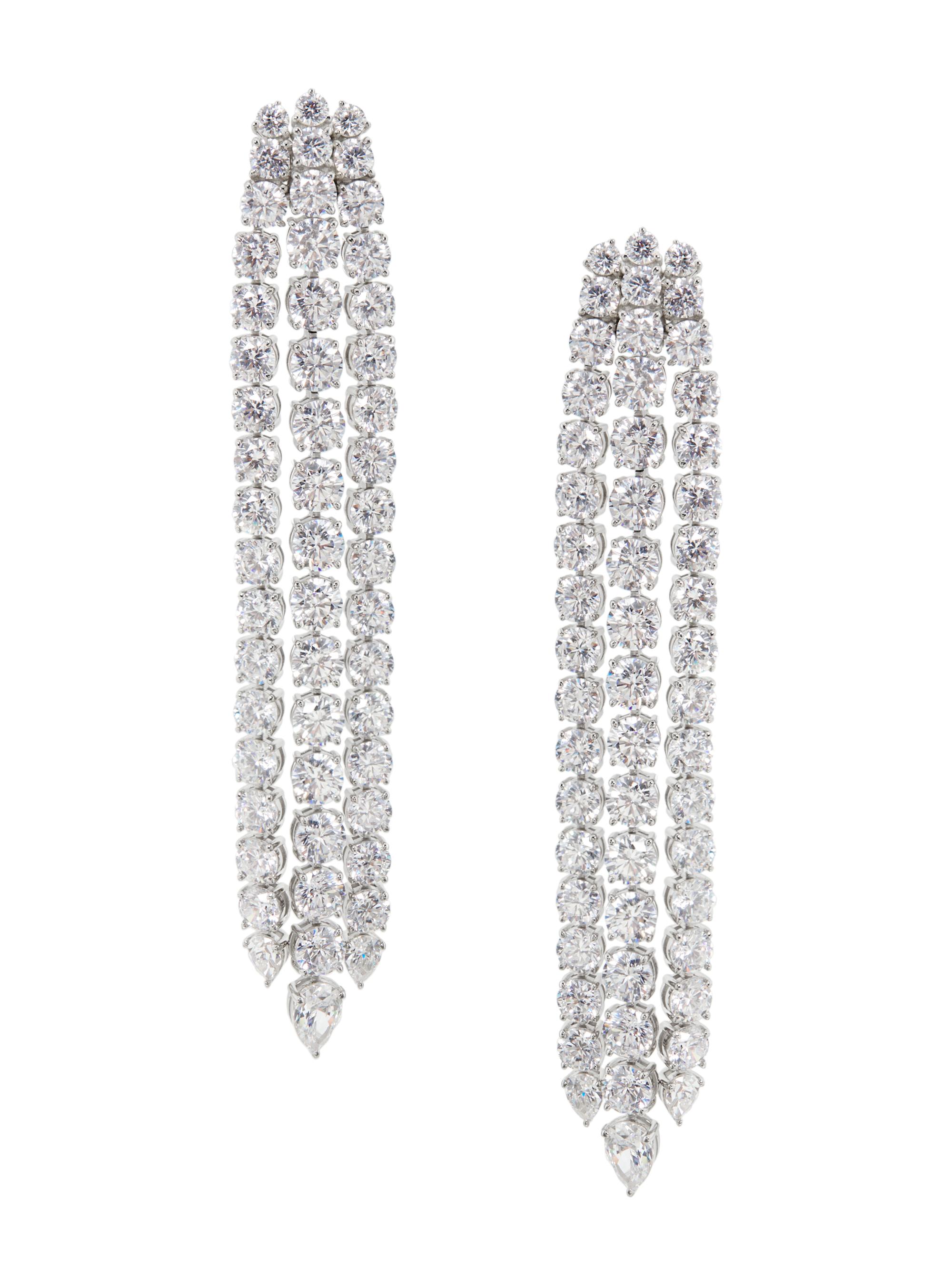 Adriana Orsini Women's Perfect  Cubic Zirconia Tennis Waterfall Earrings - Rhodium