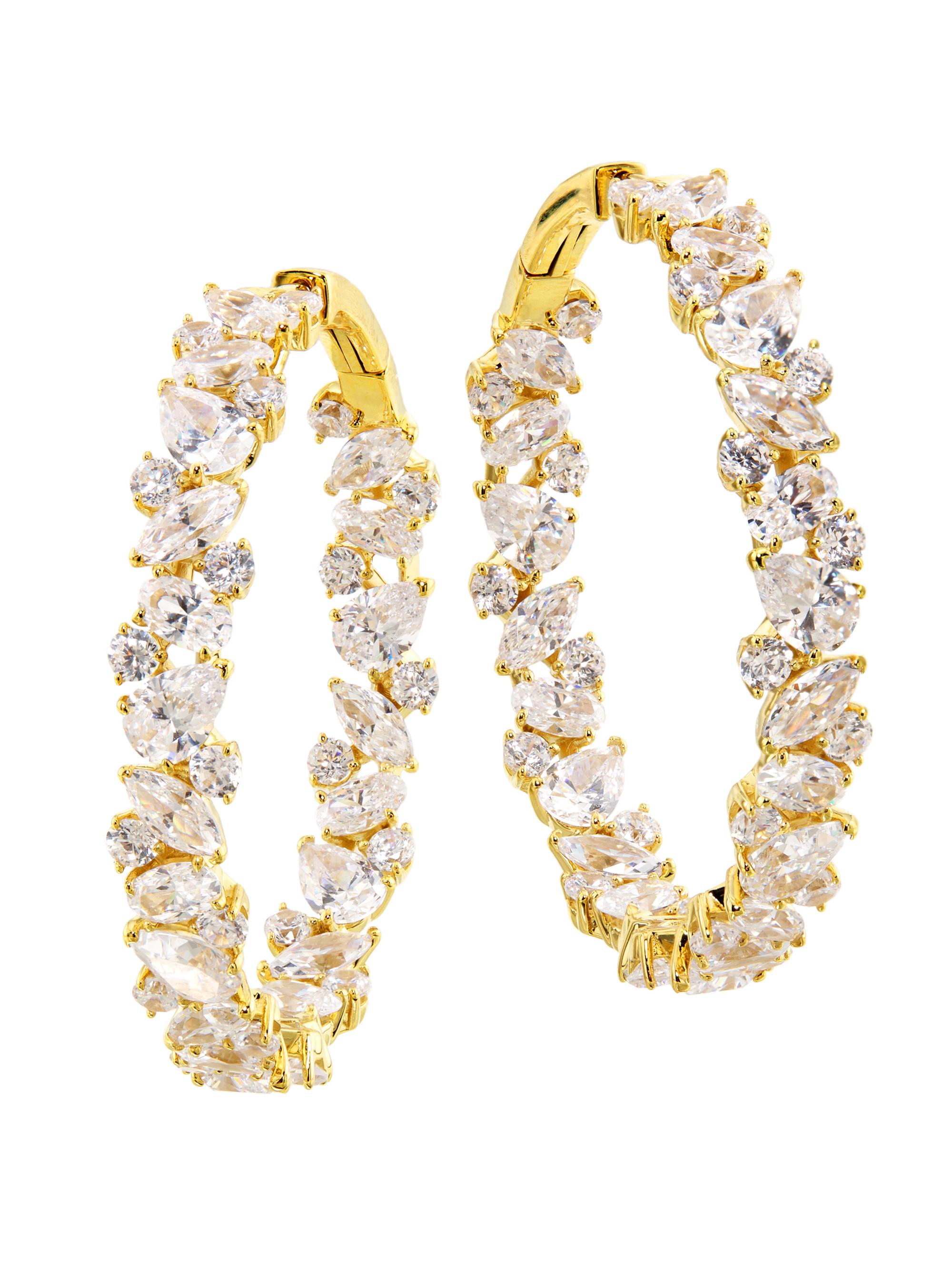 Adriana Orsini Women's Galore 18K Gold-Plated & Cubic Zirconia Cluster Inside-Out Hoops - Gold