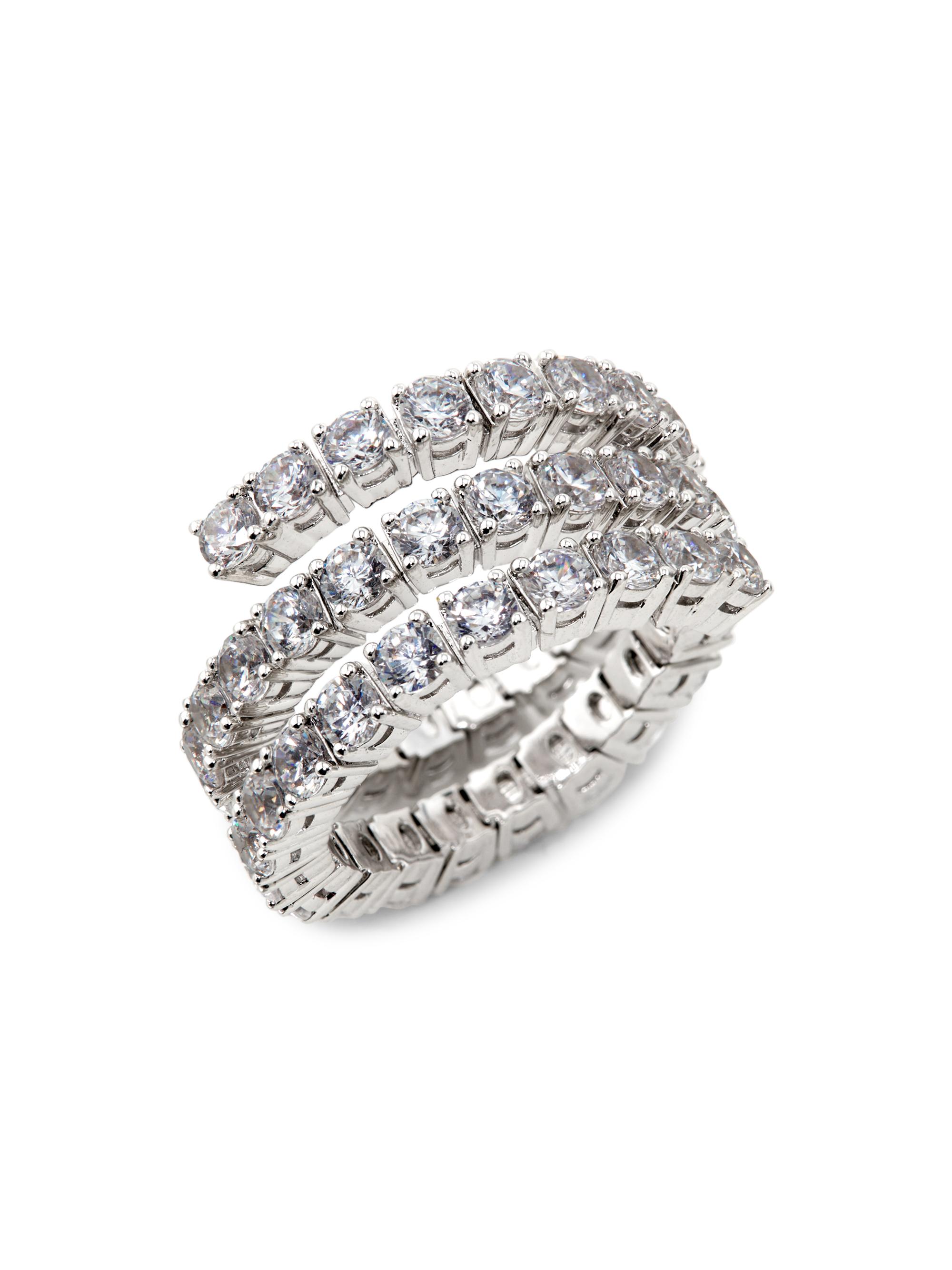 Adriana Orsini Women's Flex Cubic Zirconia Wrap Ring - Rhodium