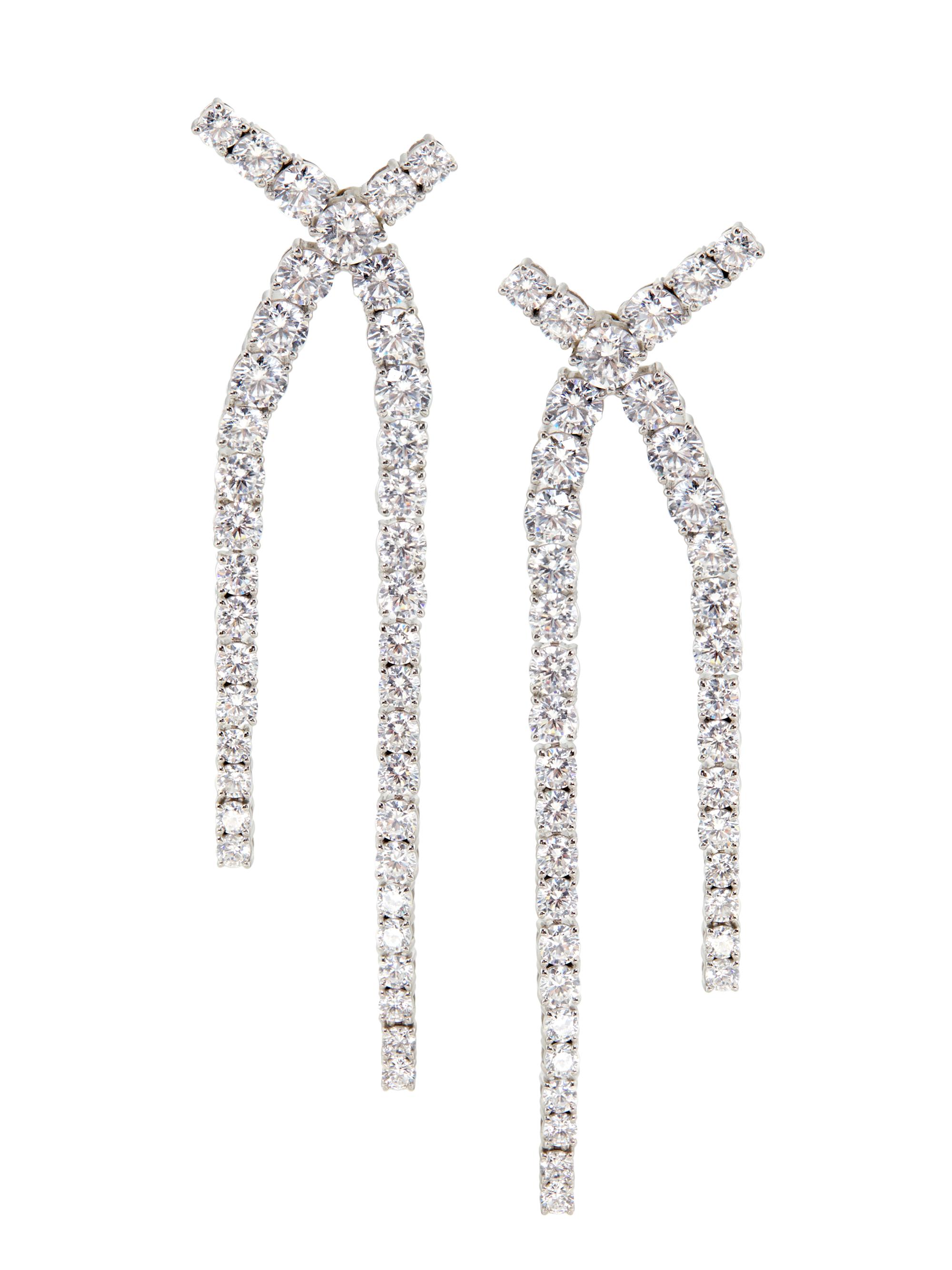 Adriana Orsini Women's Perfect Rhodium-Plated & Cubic Zirconia Tennis Crossover Linear Earrings - Rhodium