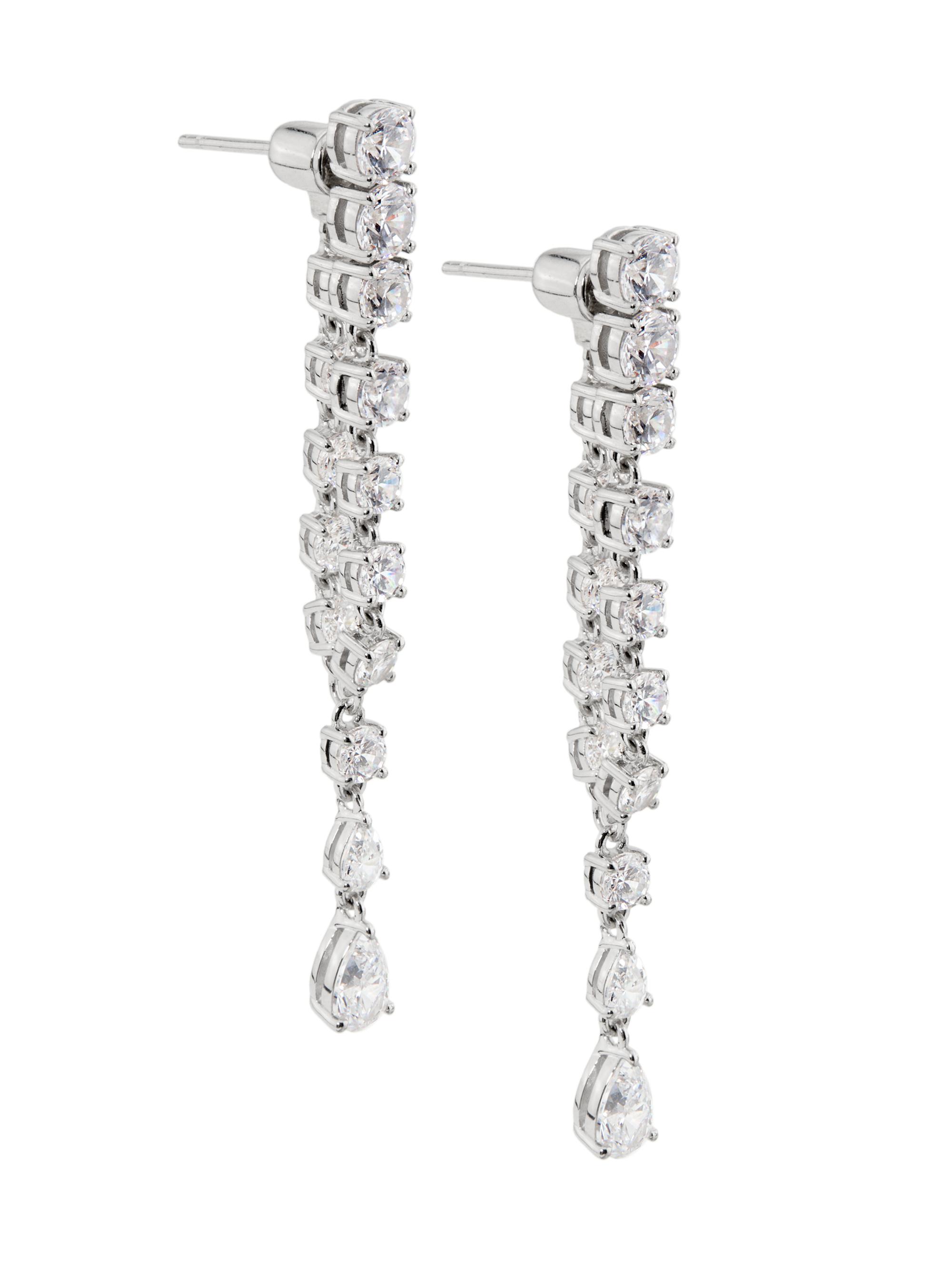 Adriana Orsini Women's Perfect Cubic Zirconia Tennis Swag Earrings - Rhodium