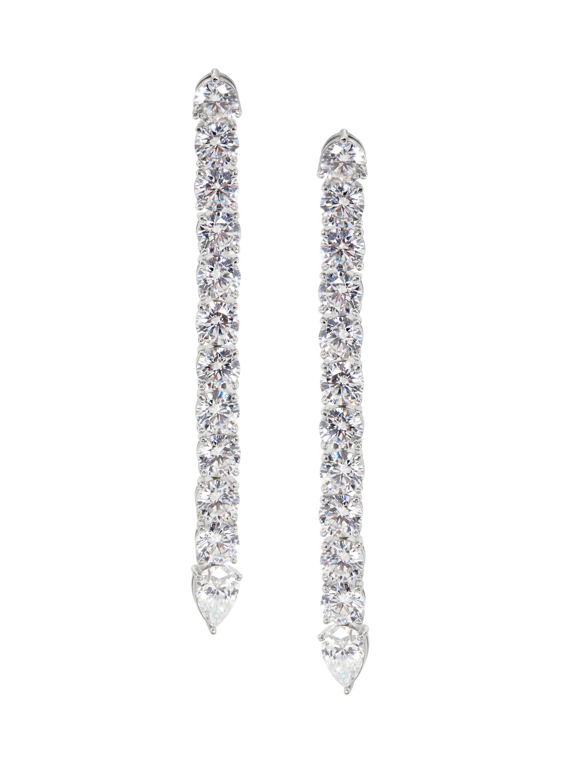 Adriana Orsini Women's Perfect Rhodium-Plated & Cubic Zirconia Tennis Linear Earrings - Rhodium