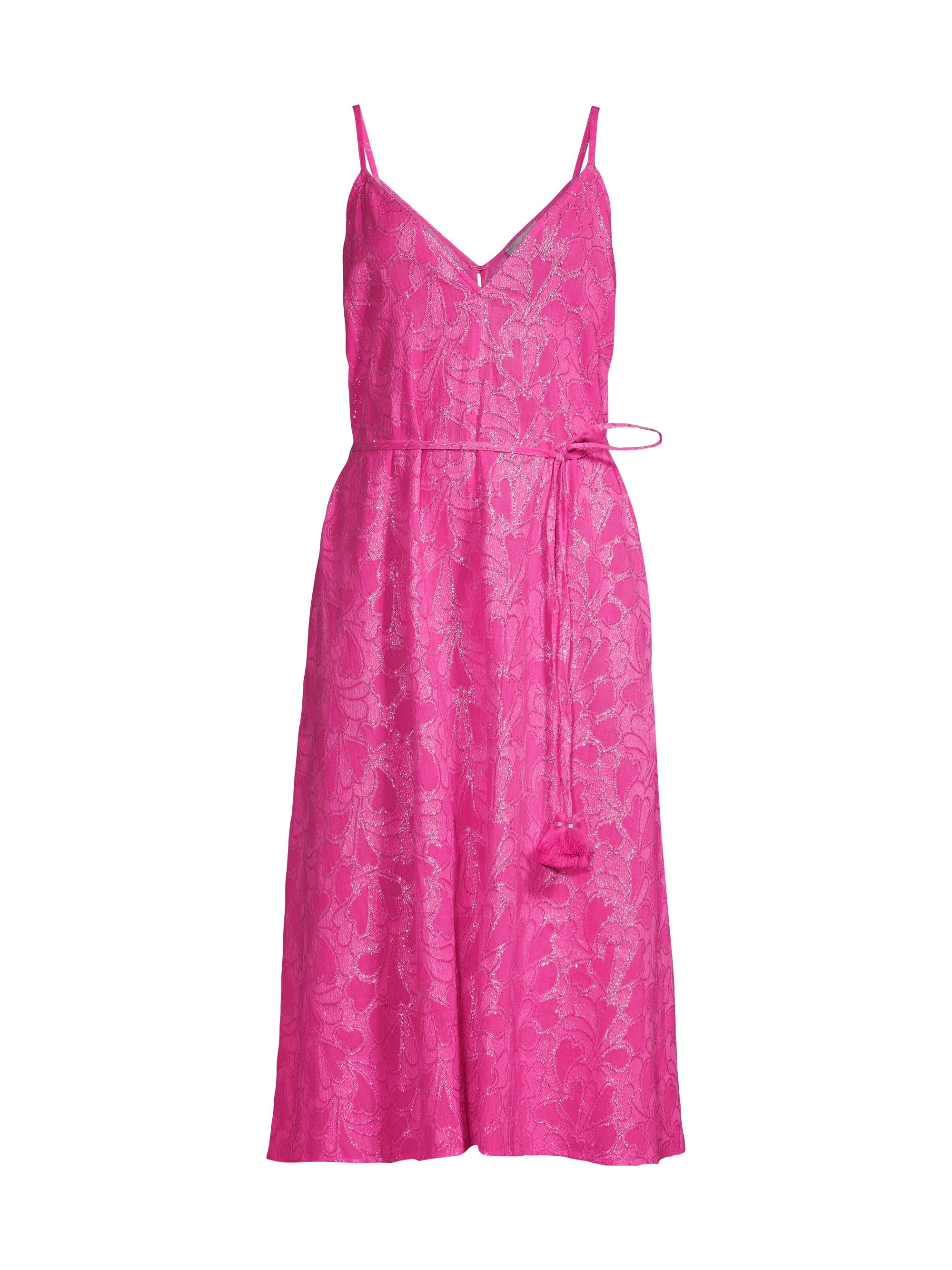 Milly Women's Shimmer Floral Tie-Waist Jacquard Slipdress - Pink