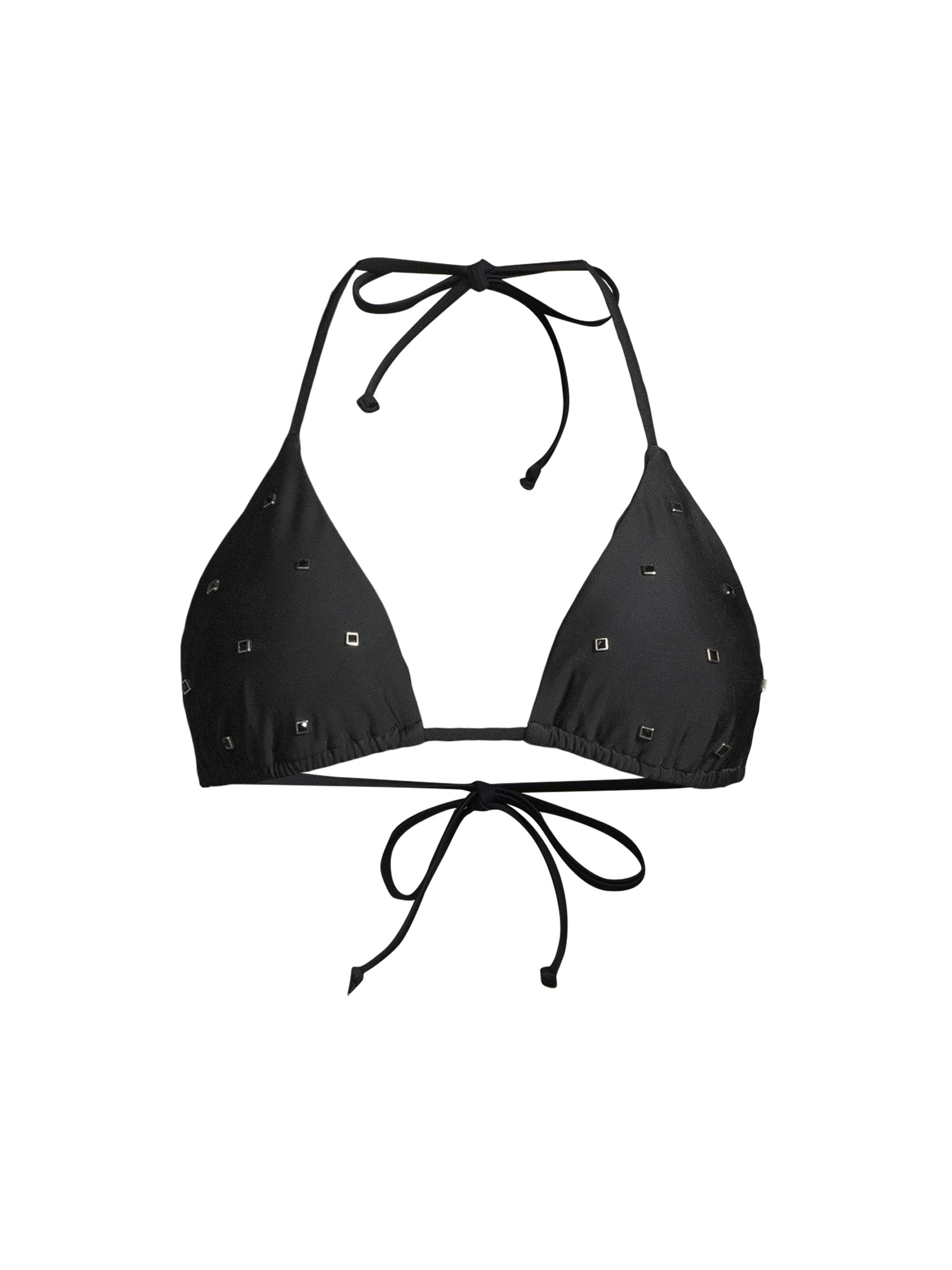 Milly Women's Diamond Heat Crystal-Embellished Triangle Bikini Top - Black