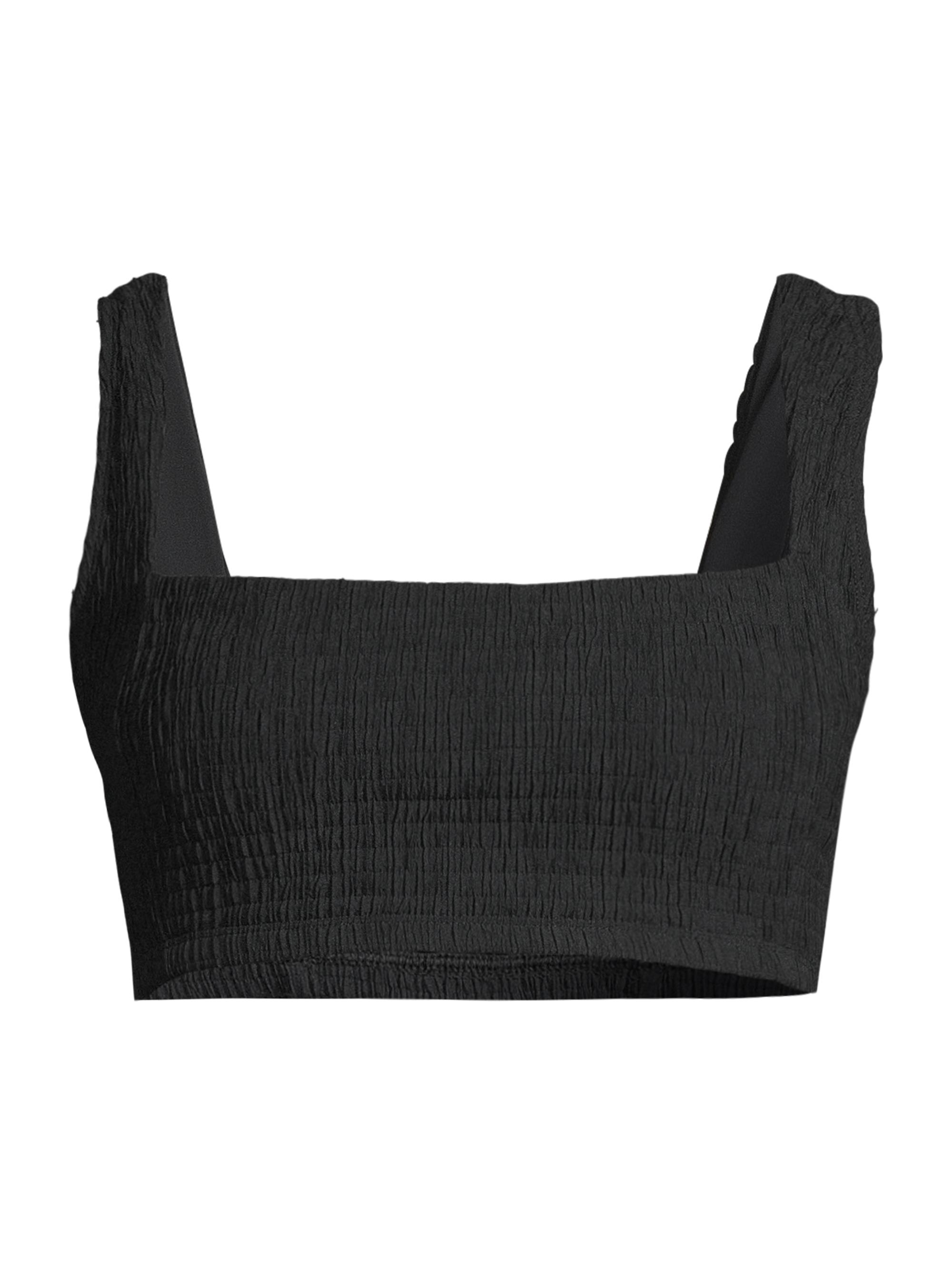 Milly Women's Smocked Squareneck Bikini Top - Black
