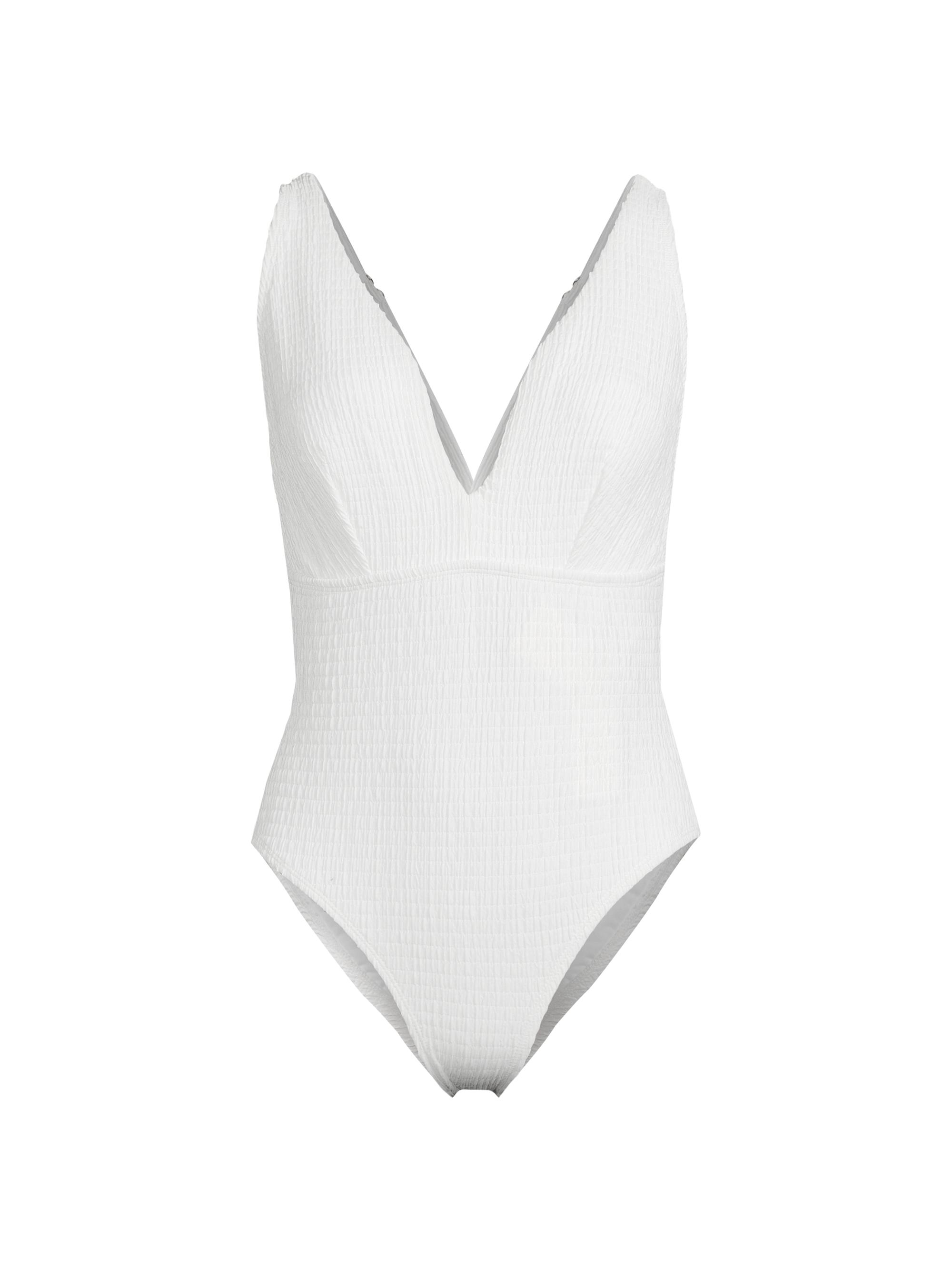 Milly Women's Deep Dive Smocked One-Piece Swimsuit - White