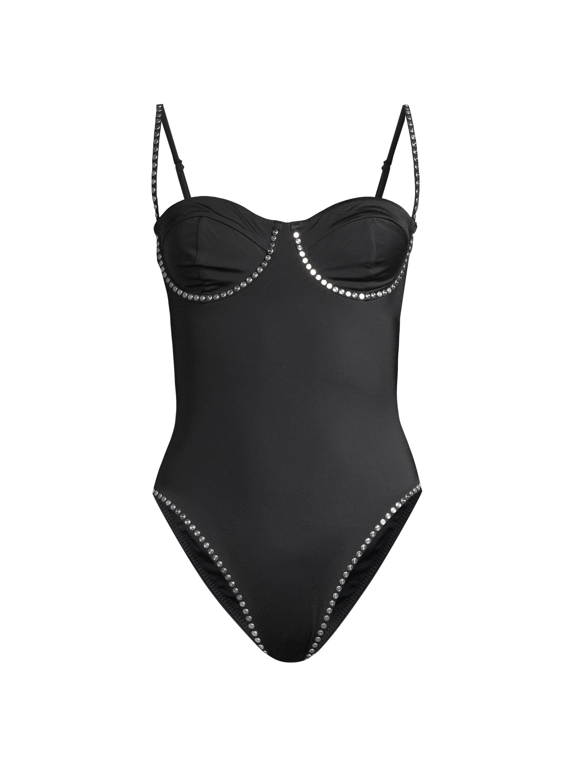 Milly Women's Embellished Underwire One-Piece Swimsuit - Black